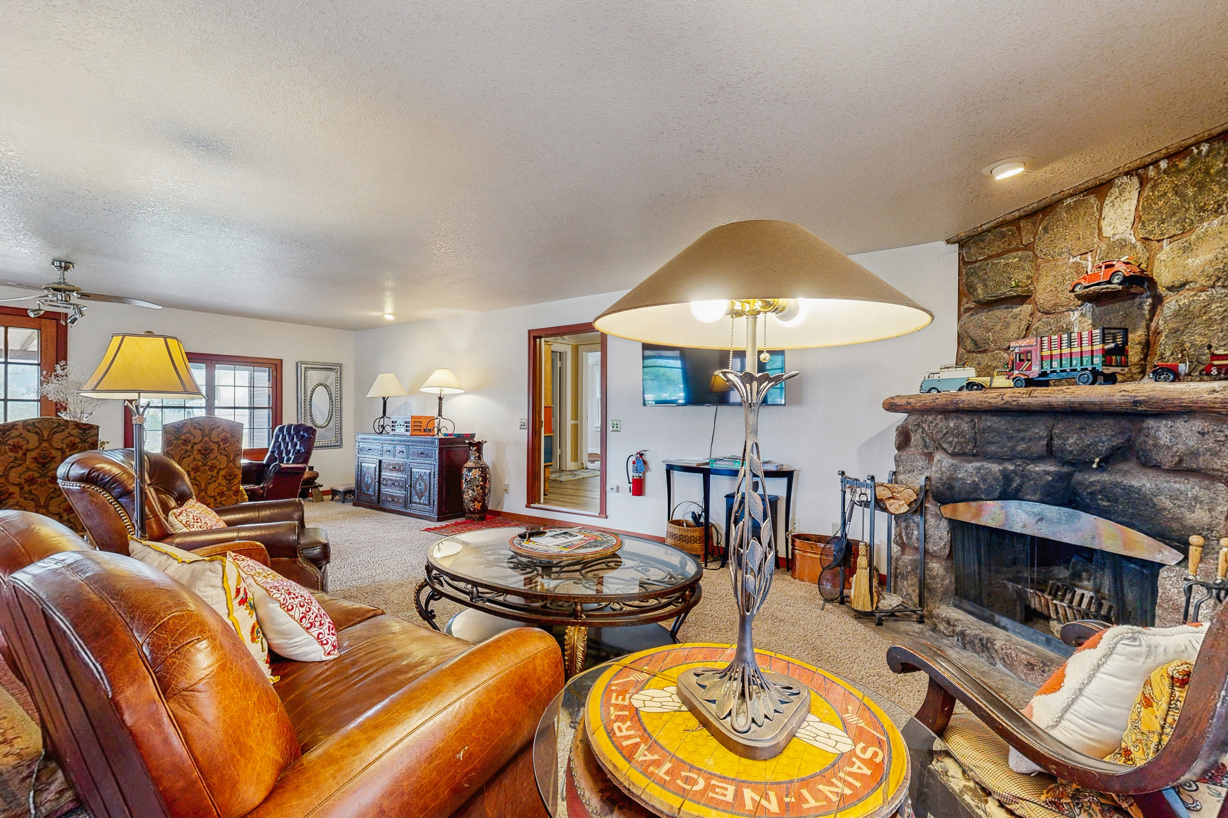 Historic mountain home w/ 180° views, fenced patio, & wraparound deck