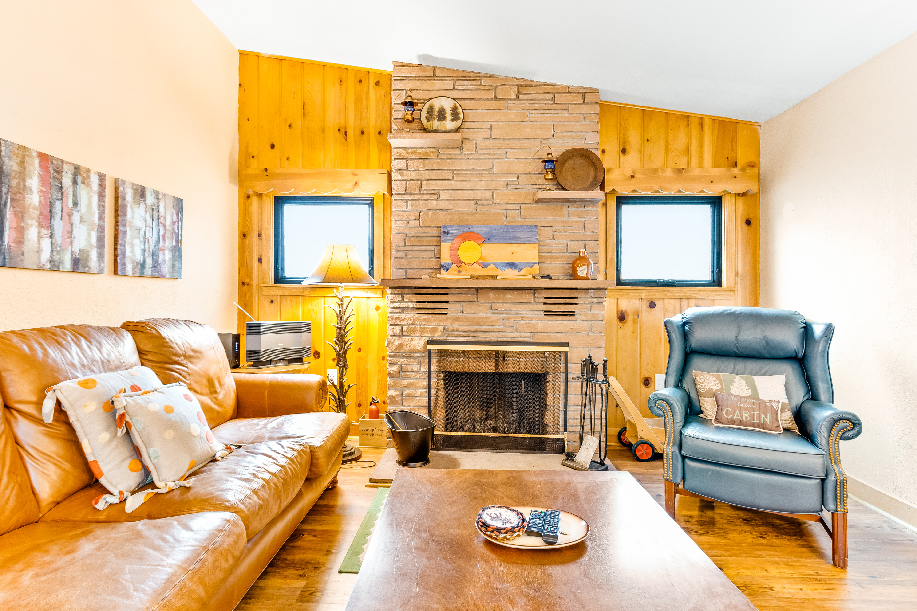 Cozy waterfront river cabin with mountain views, and a hot tub - dog friendly