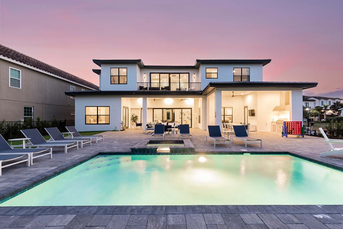 Modern Chic 9 Bedroom Mansion Sleeps 20 with Themed Rooms at Reunion Resort