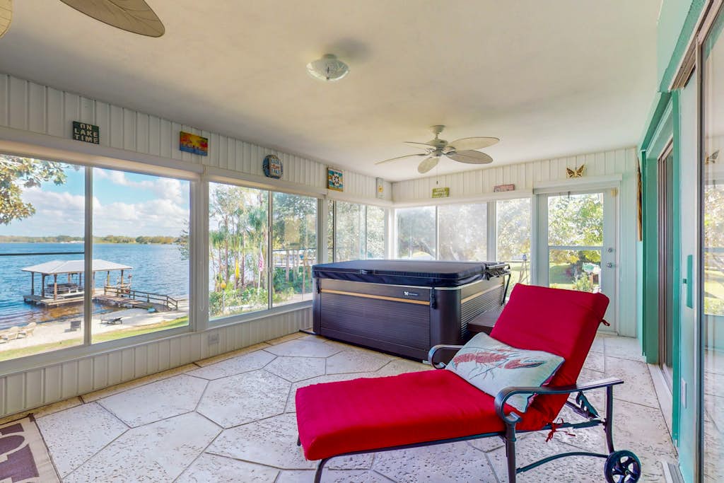 Lakefront Home With Private Hot Tub, Central AC and Beach Access