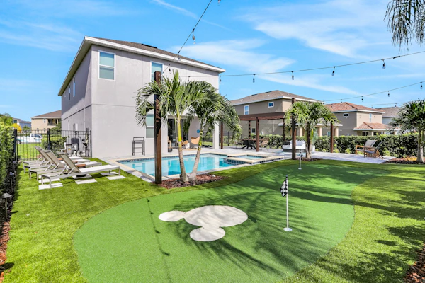 Dog-friendly getaway with private pool + spa, putting green, patio, & game room