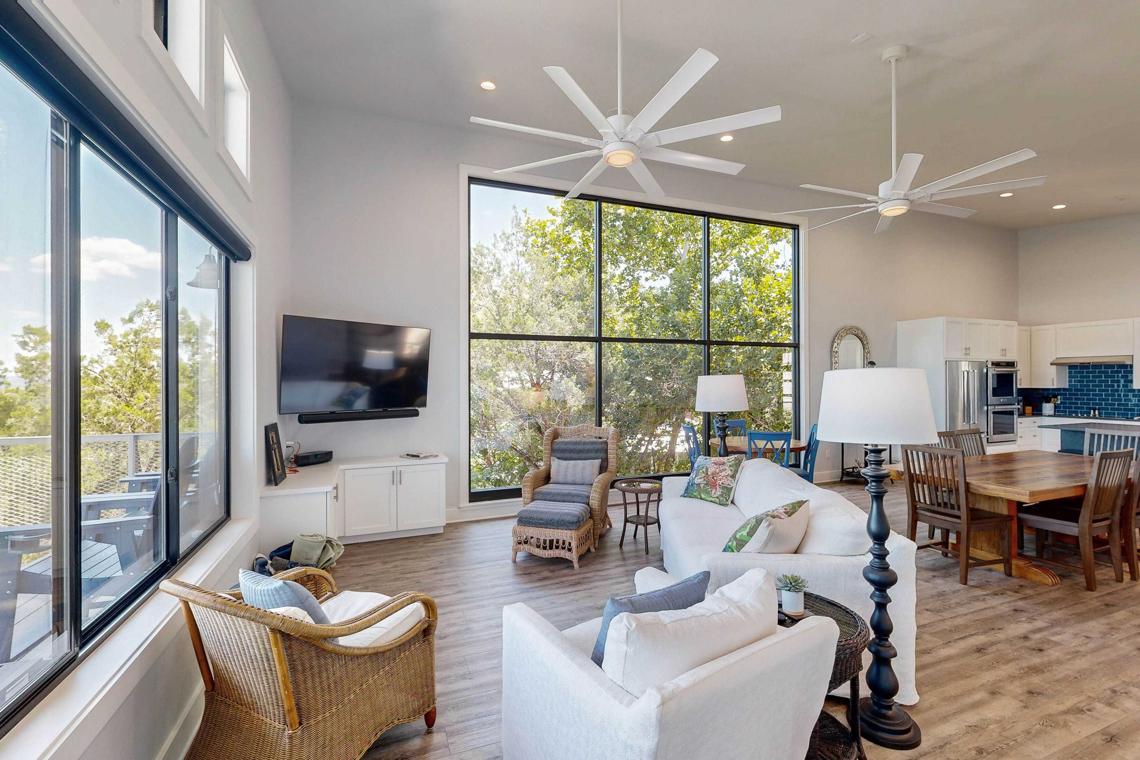 Modern lakefront home with multi levels and gorgeous views