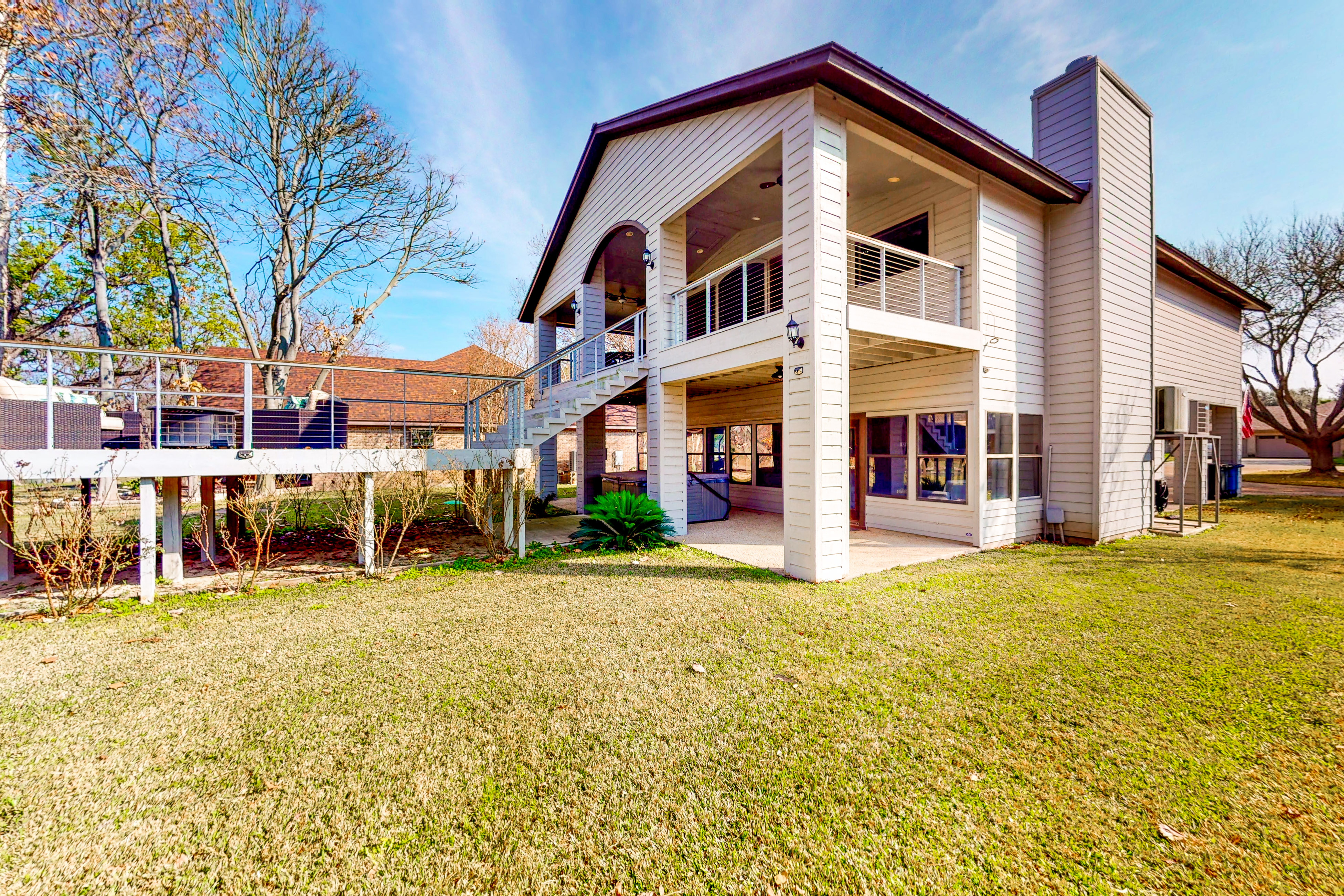 Lakefront home with hot tub, dock, kayaks, central AC, & great lake views