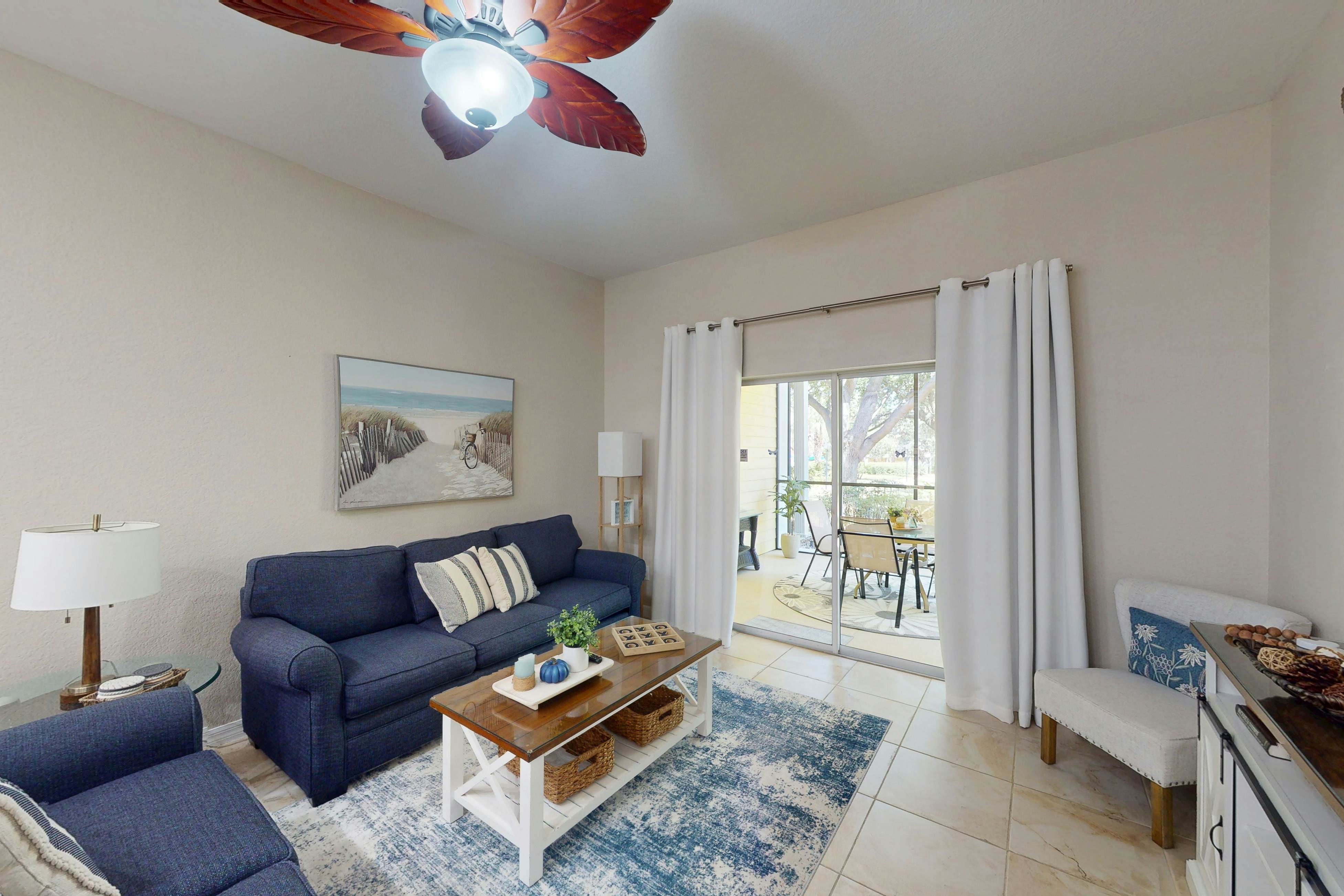 1st floor condo w/ tennis court, gym, near theme parks, basketball court, patio