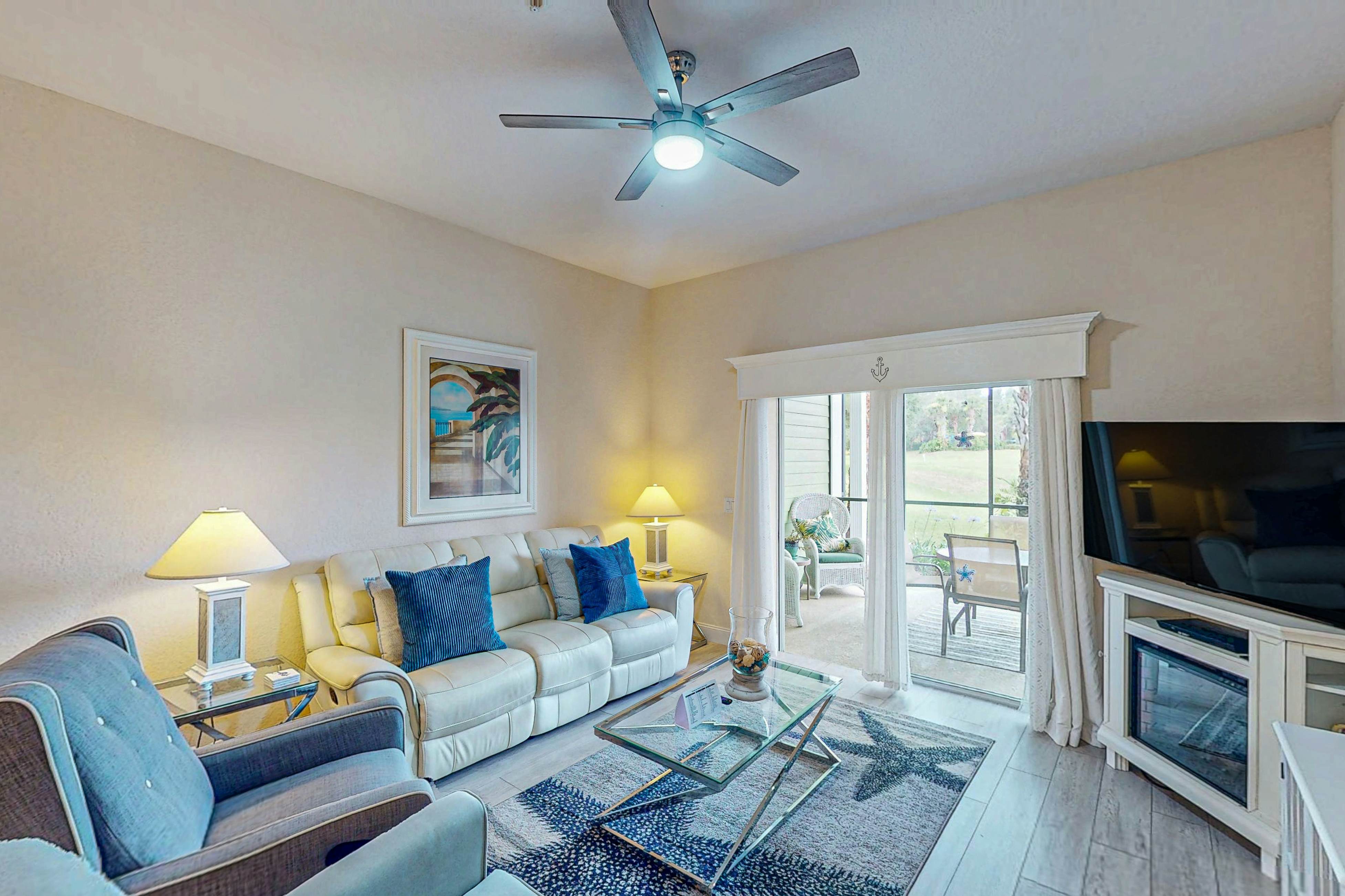 1st floor condo w/ gym, patio, shared pools, sauna, & limited-mobility access