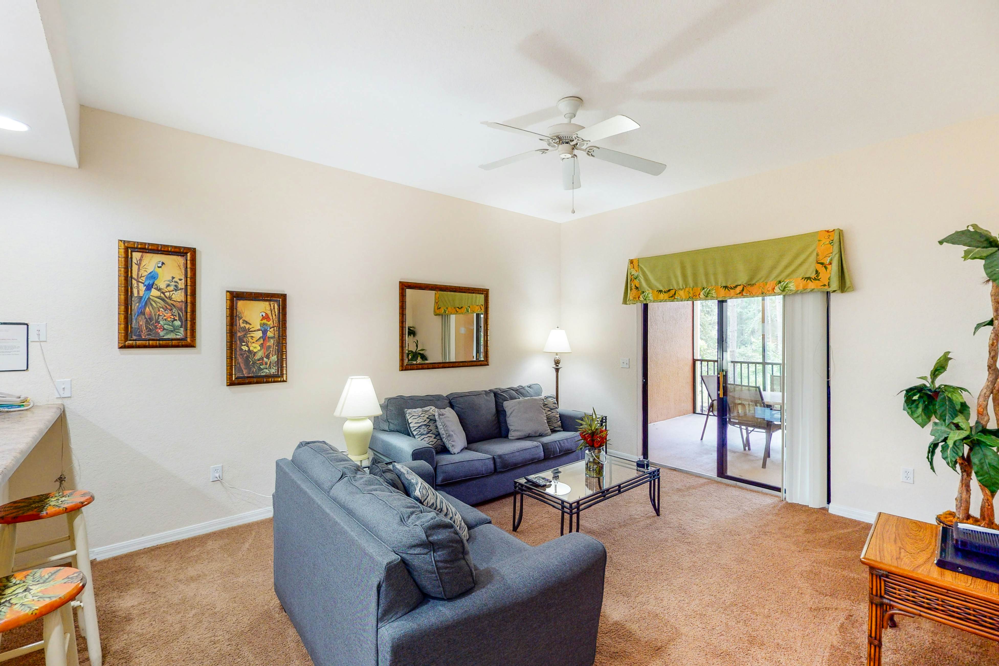 1st floor condo w/ sauna, shared pools, patio, limited-mobility access, gym