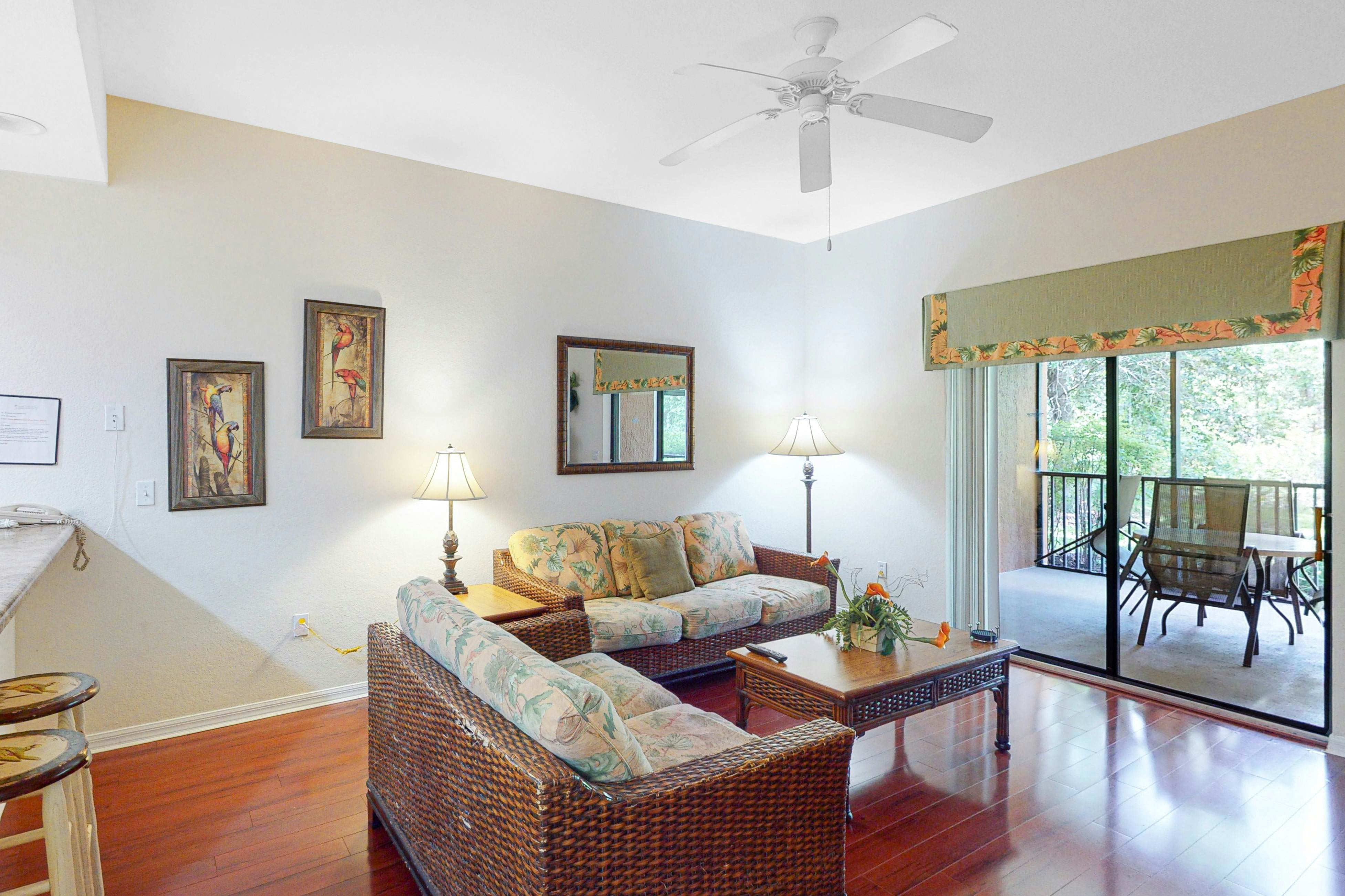 1st floor condo w/ patio, shared pools, gym, limited-mobility access, & sauna