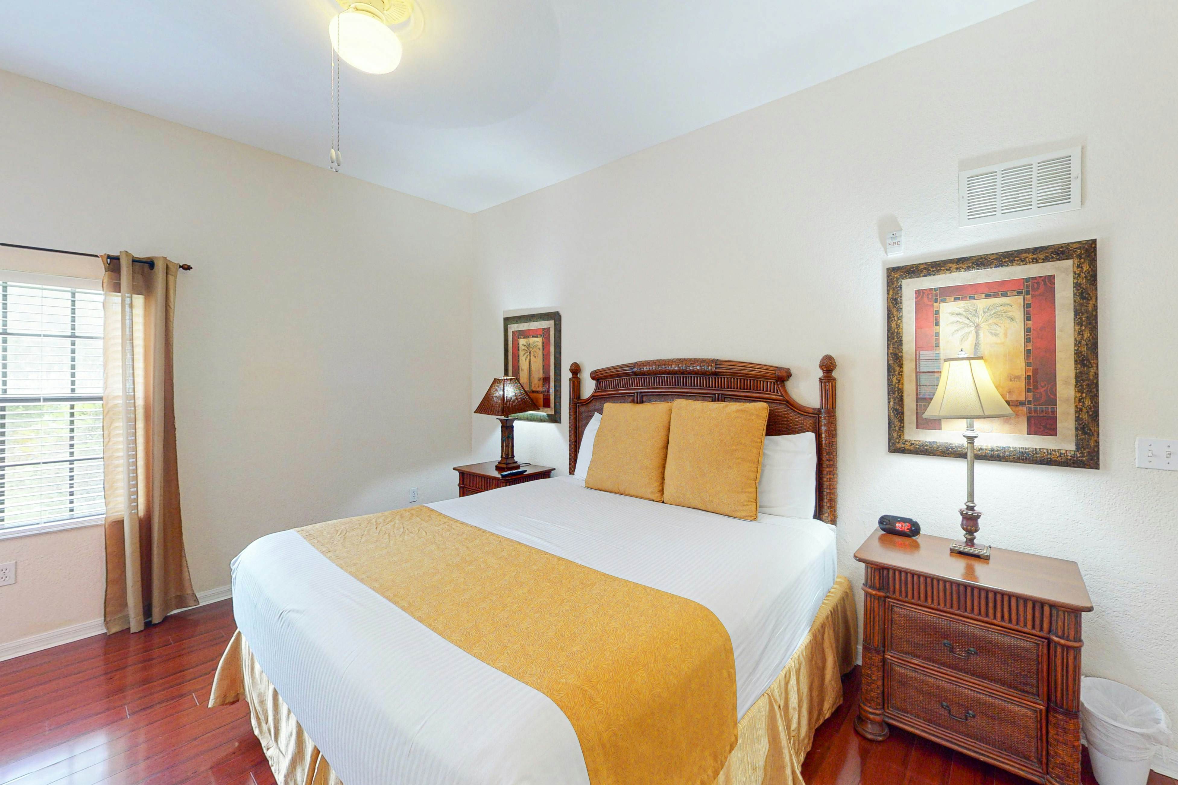 1st floor condo w/ patio, shared pools, gym, limited-mobility access, & sauna