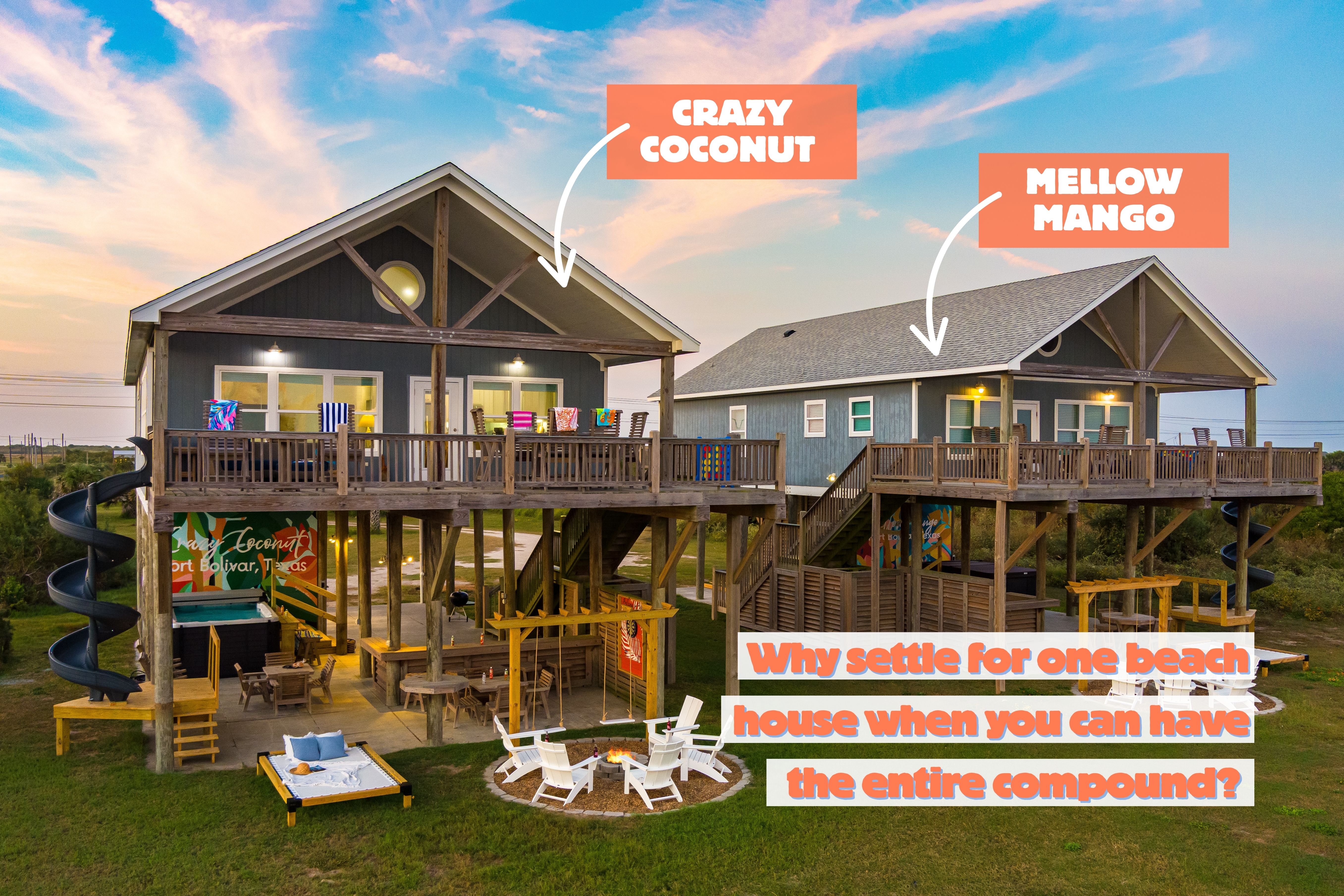 Double Beachfront Bliss | 2 Side-by-Side Homes | 8BR | 2 Spas | Sleeps 24