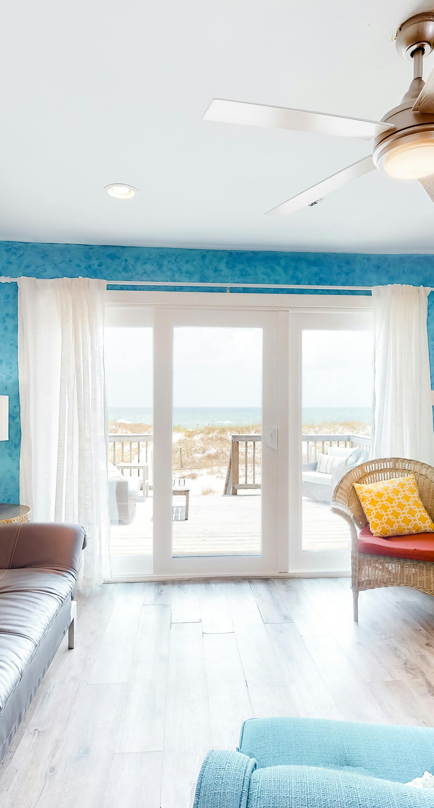 Beachfront home with furnished waterfront deck, balcony, & central AC