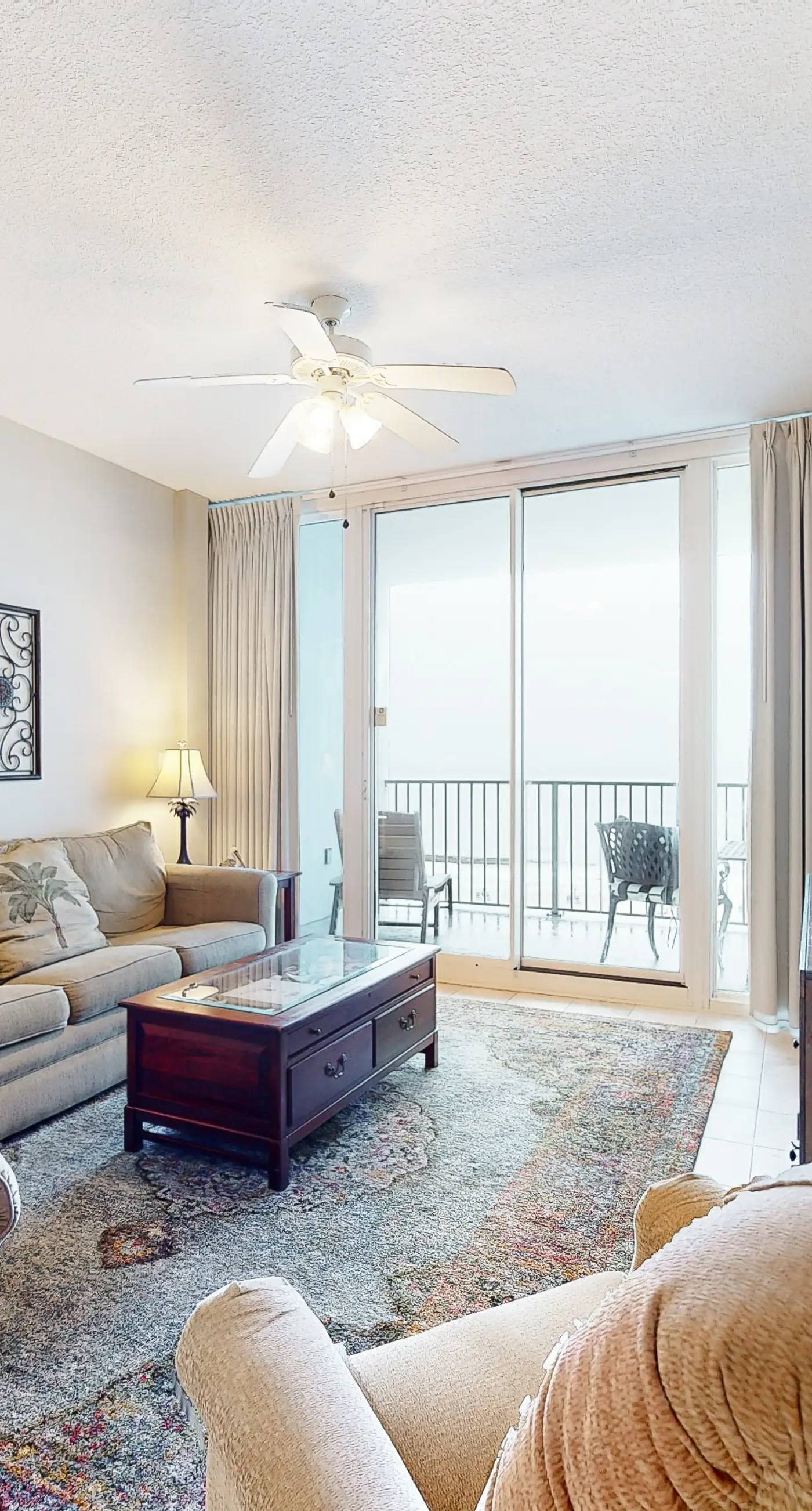 Waterfront condo with pool, hot tub, sauna, central AC, washer/dryer, & balcony