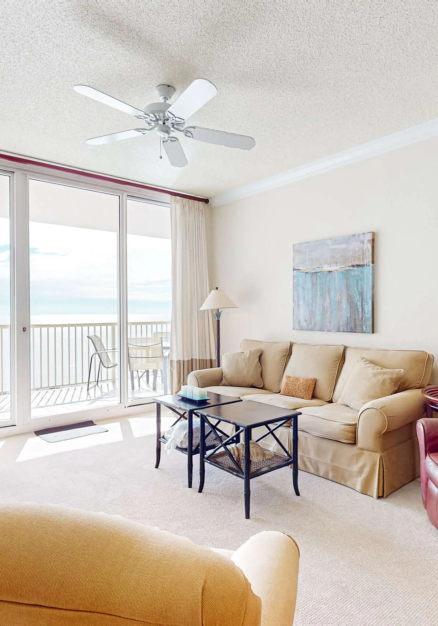 Gulf-front 10th-floor condo with beach views, sauna, gym, volleyball, pools, AC
