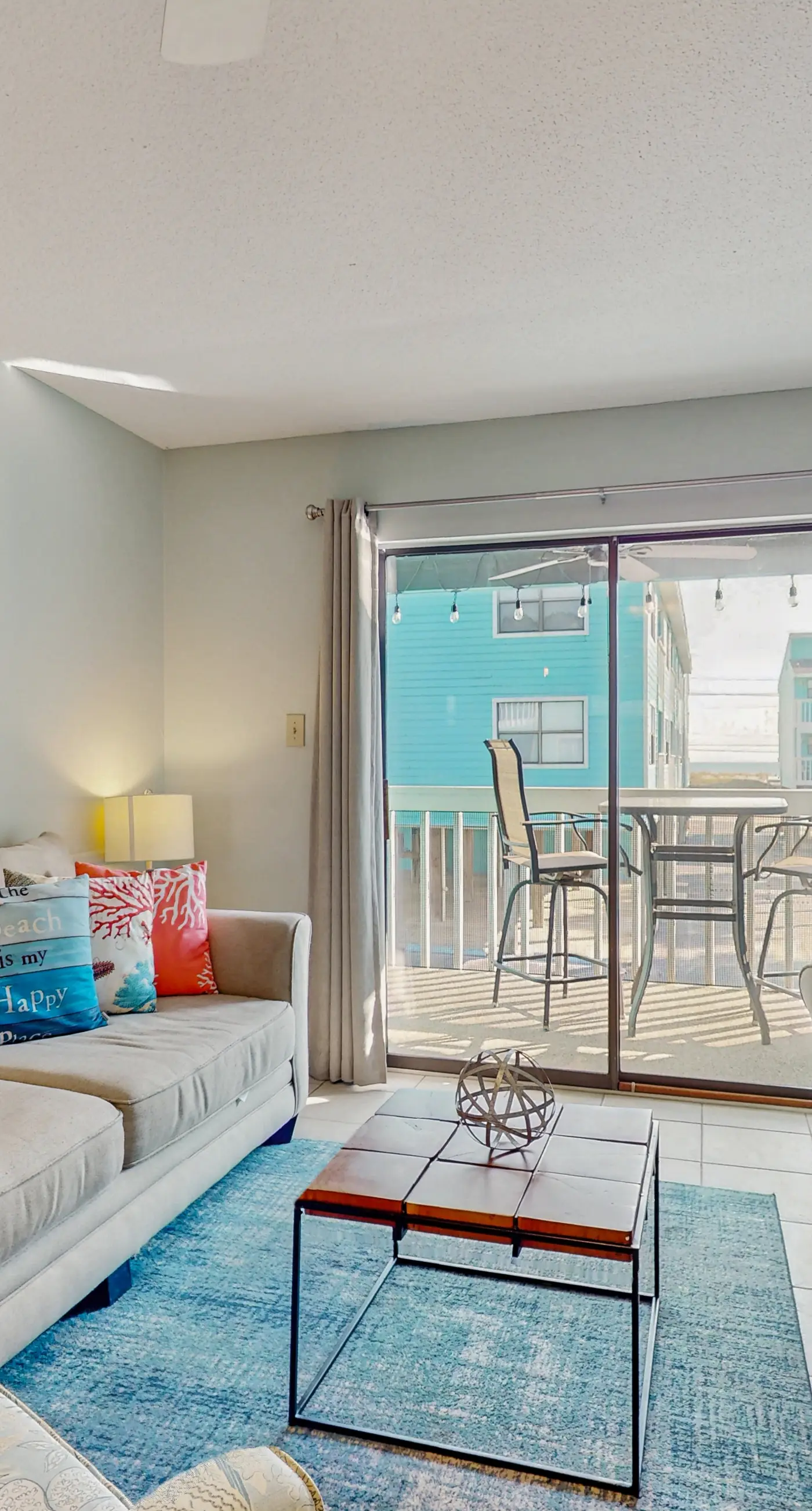 Beachview condo with community pools, grills, and internet