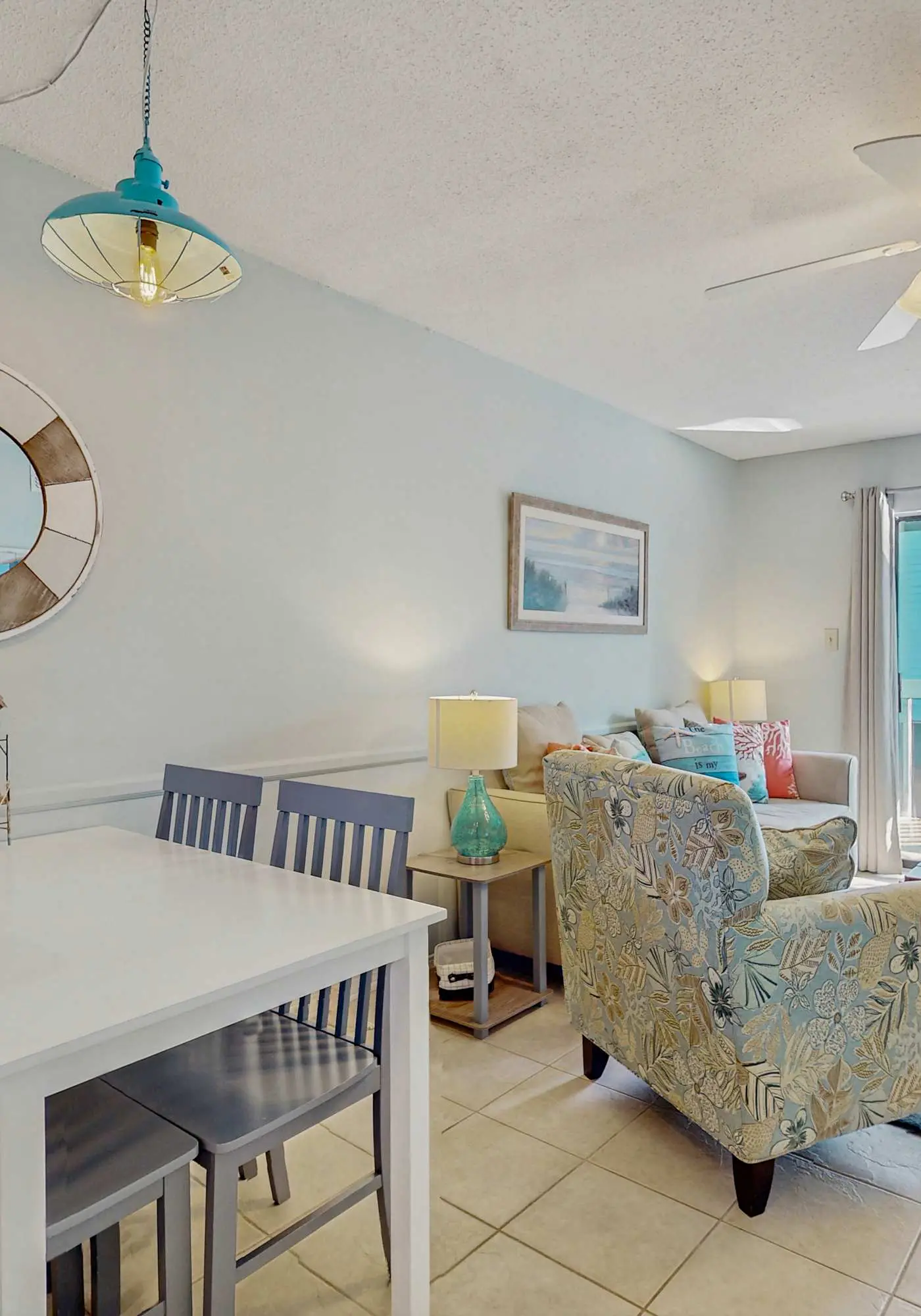 Beachview condo with community pools, grills, and internet