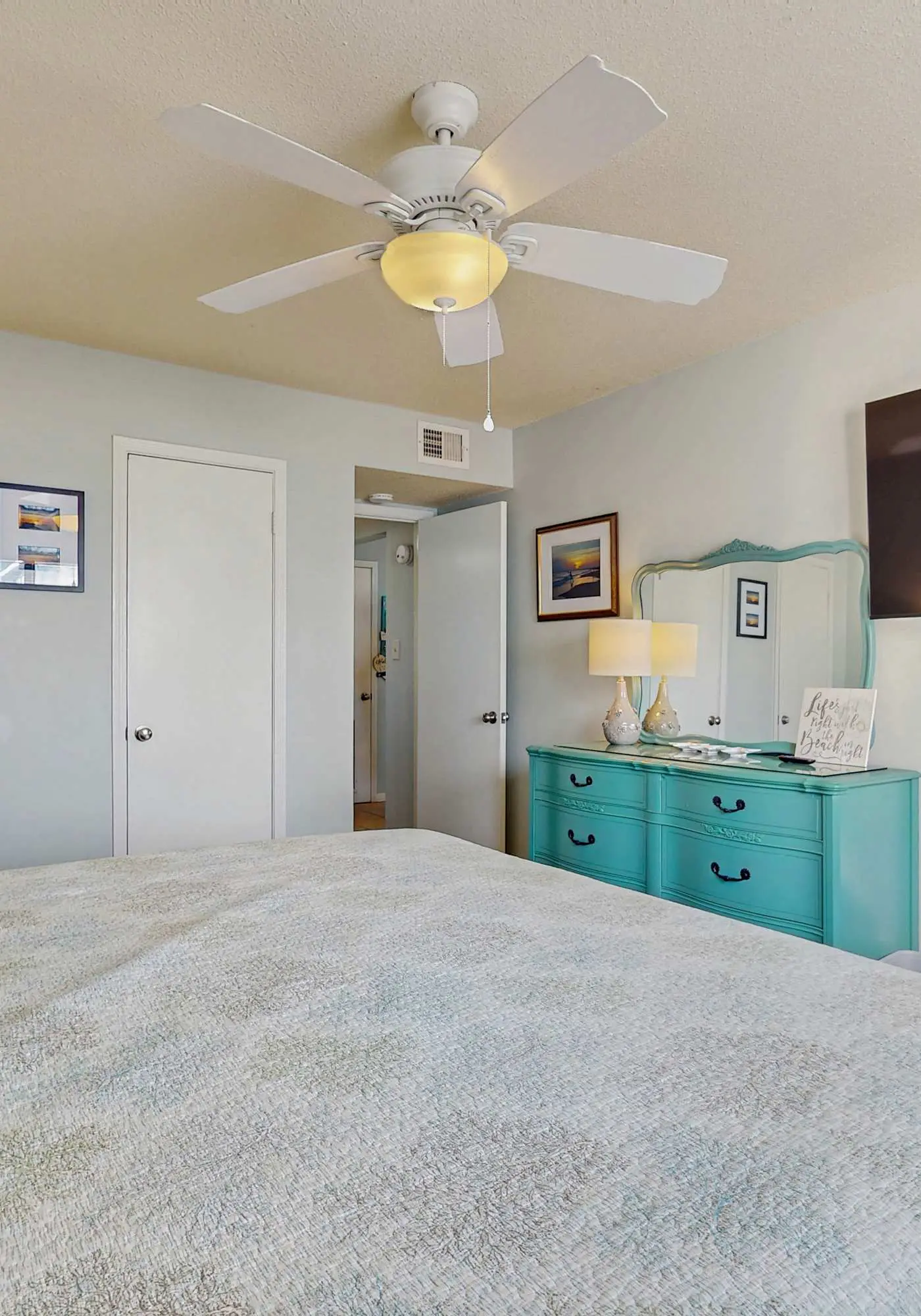 Beachview condo with community pools, grills, and internet