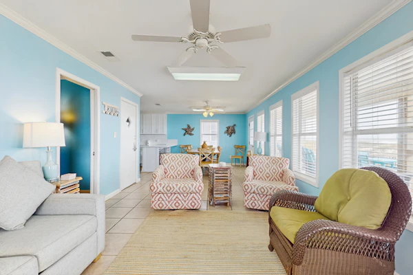 Dog-friendly beachfront home w Gulf views, spacious deck, WiFi, AC, W&D