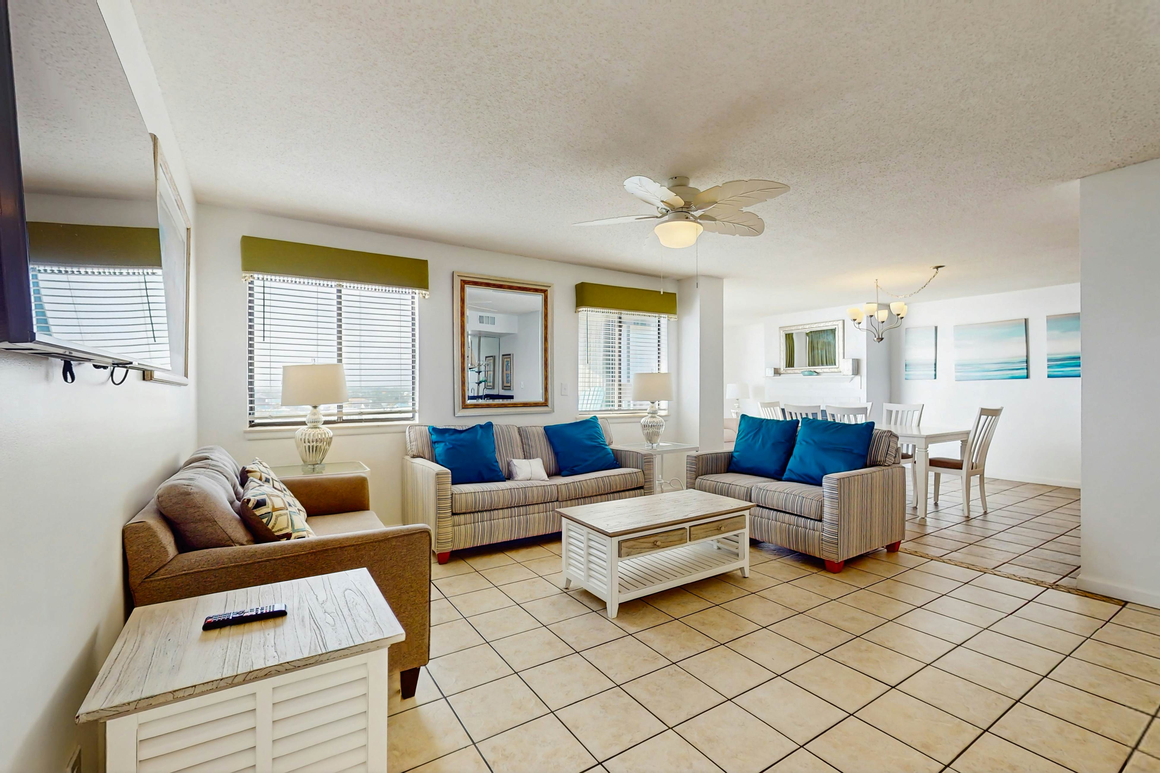 Bright, comfortable condo in beachfront complex with pool, central AC, & balcony