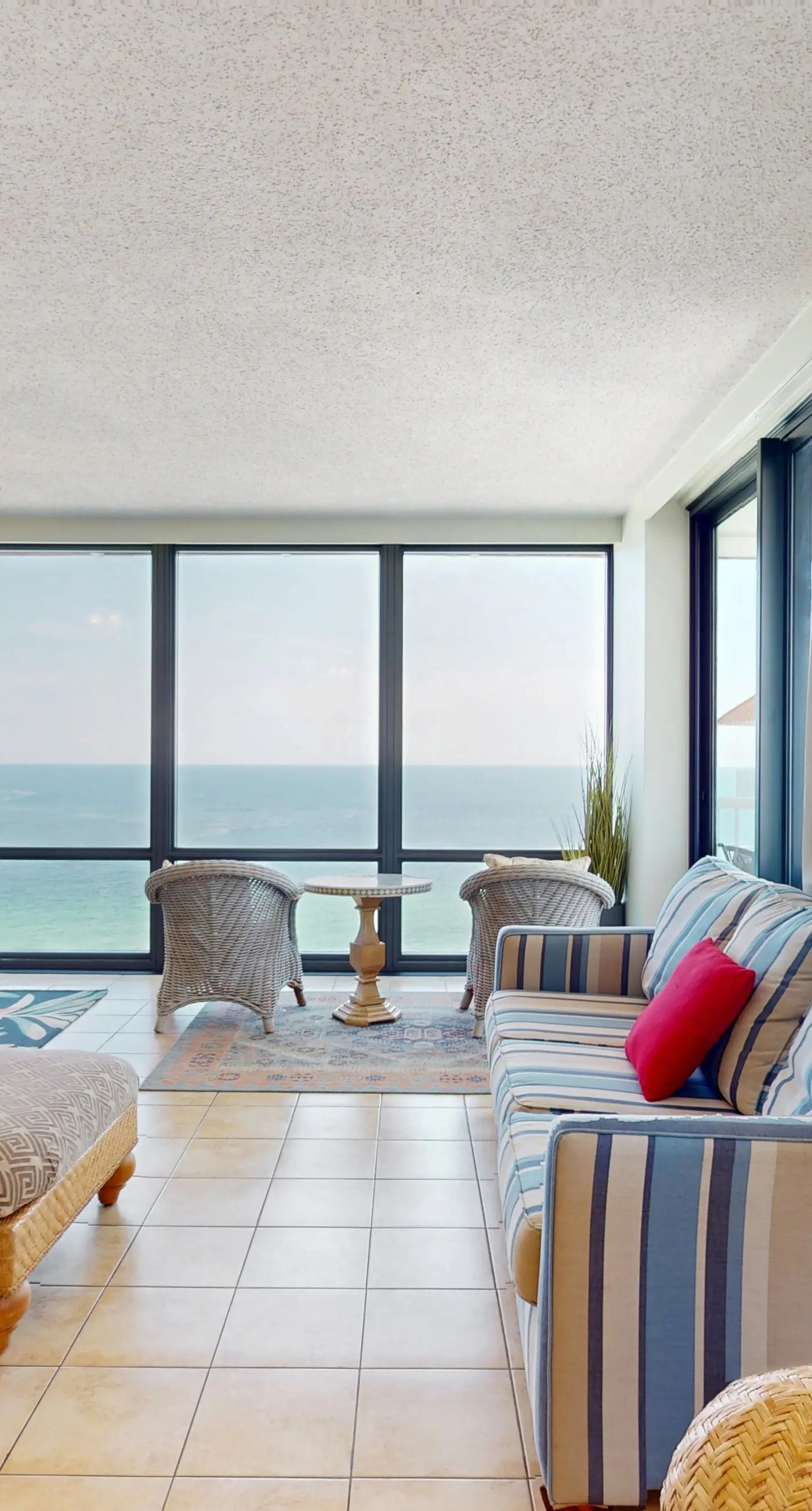 Gulf-front condo with deep corner balcony, beach view, pools & gym