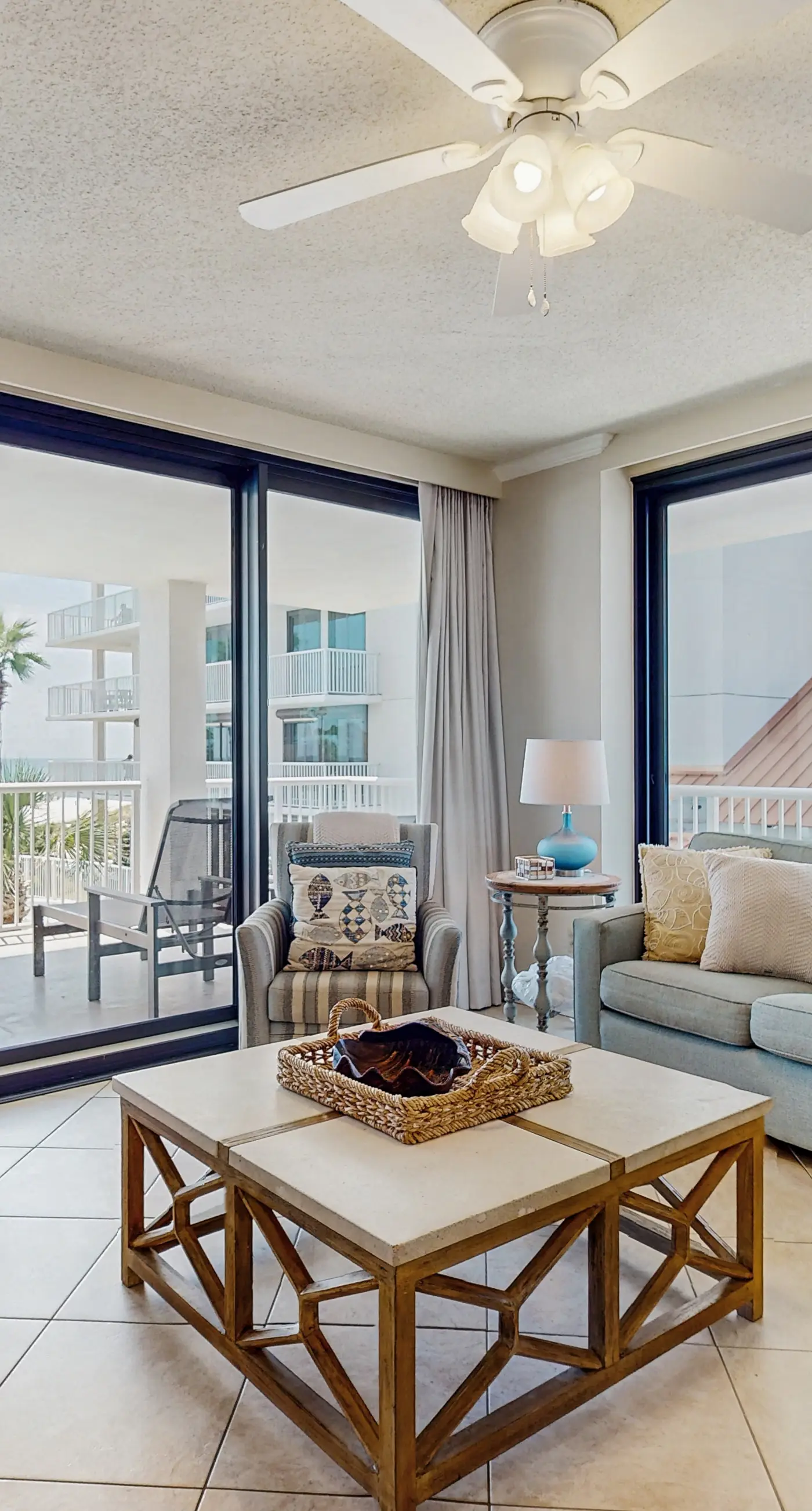 Gulf-front condo with furnished balcony, pools & hot tub