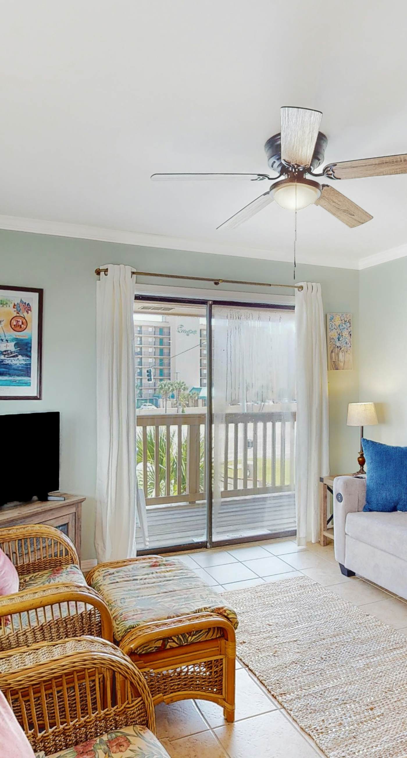 Riverside condo with pool, covered balcony, & easy beach access