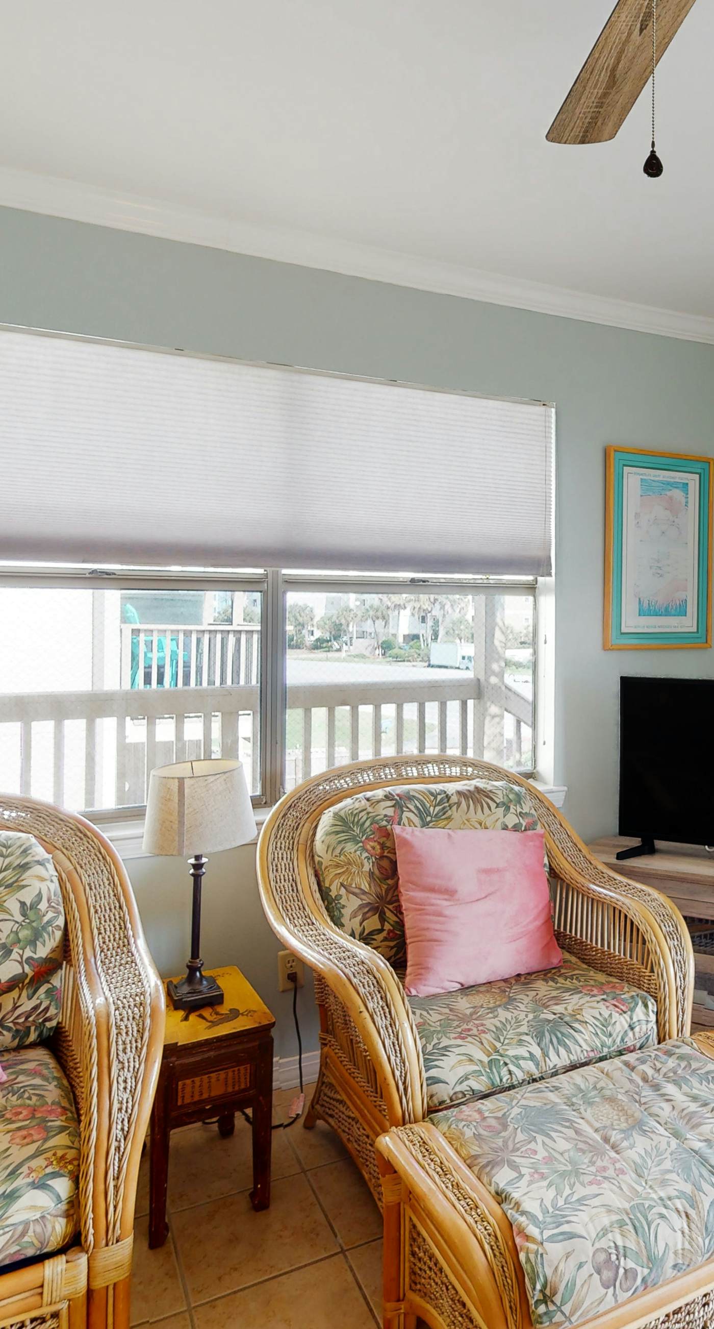 Riverside condo with pool, covered balcony, & easy beach access