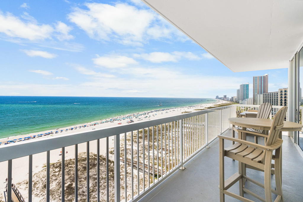 Gulf front condo with pool, beach access, and wrap around balcony