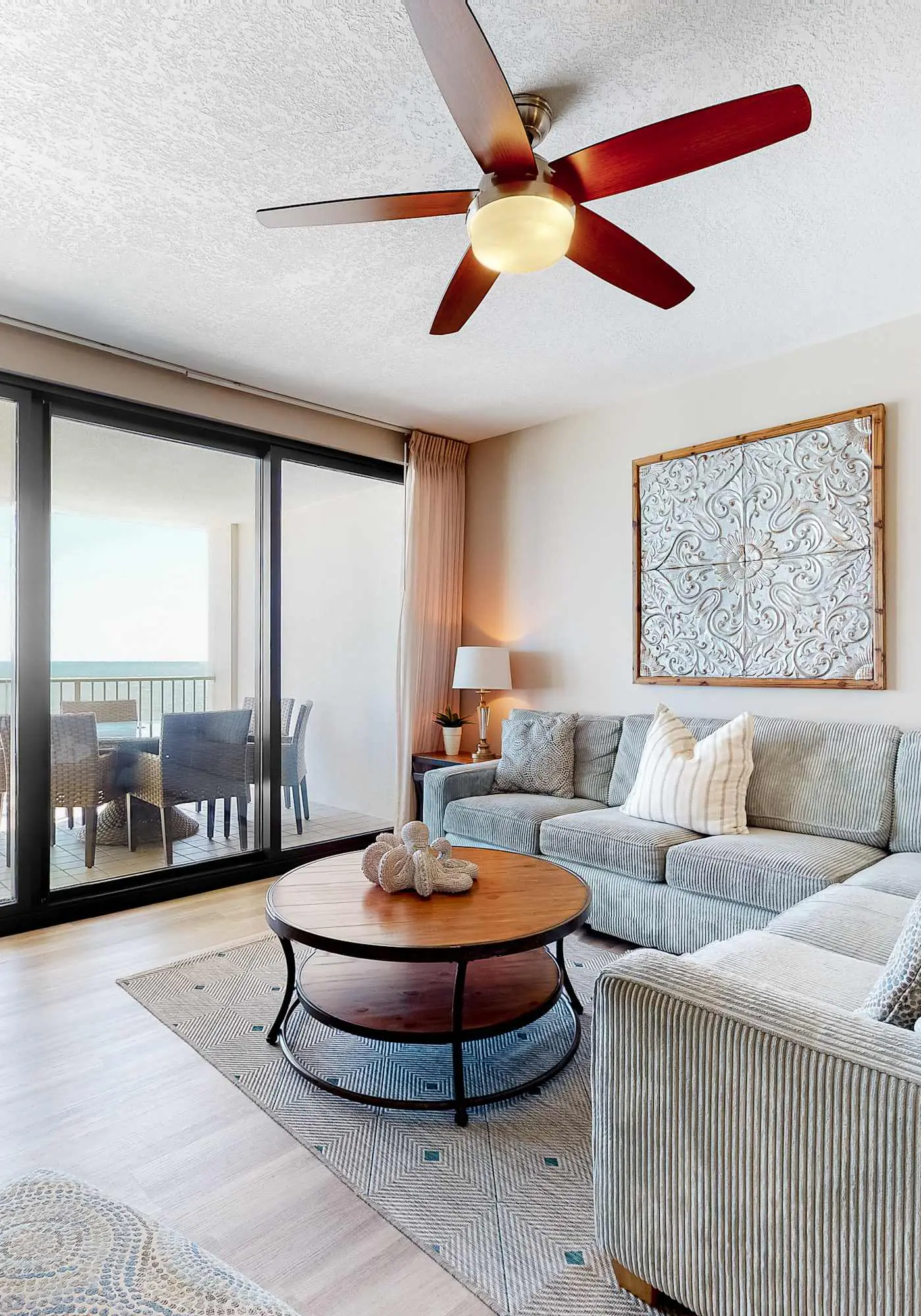 Gulf-front condo with shaded deck, AC, pools, hot tub, tennis & Gym