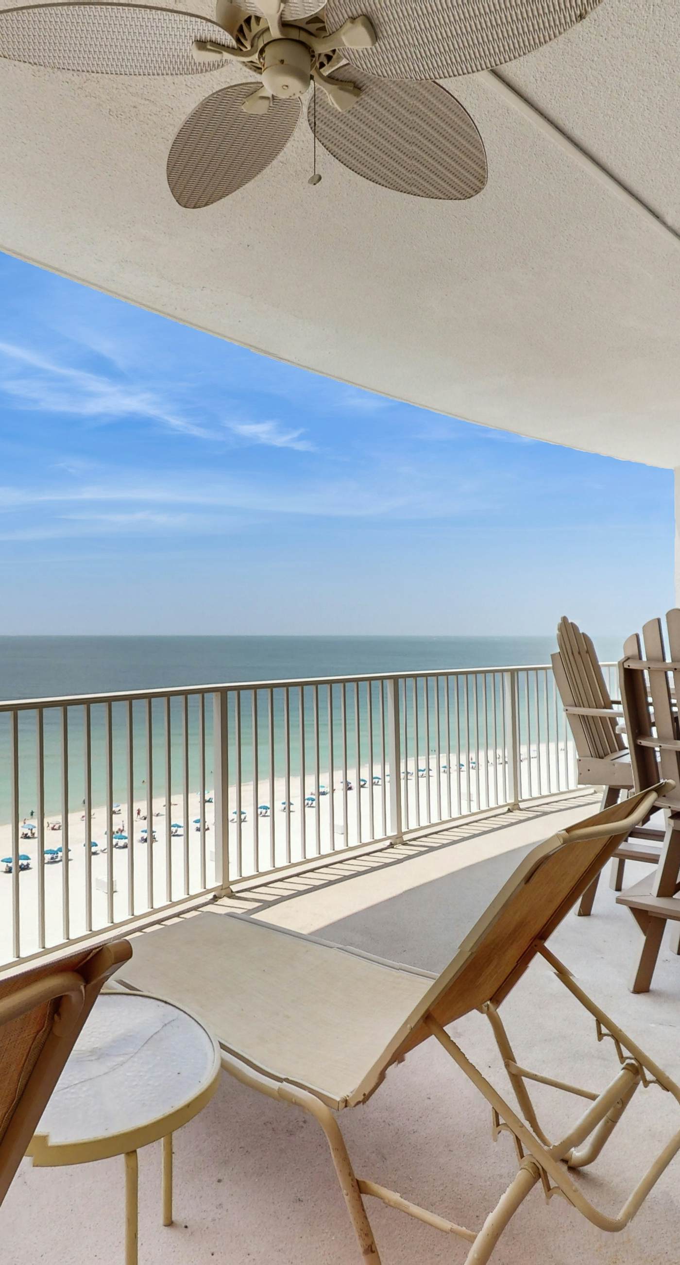 9th-floor, Gulf-front condo with balcony, pools, hot tubs, gym & beach access