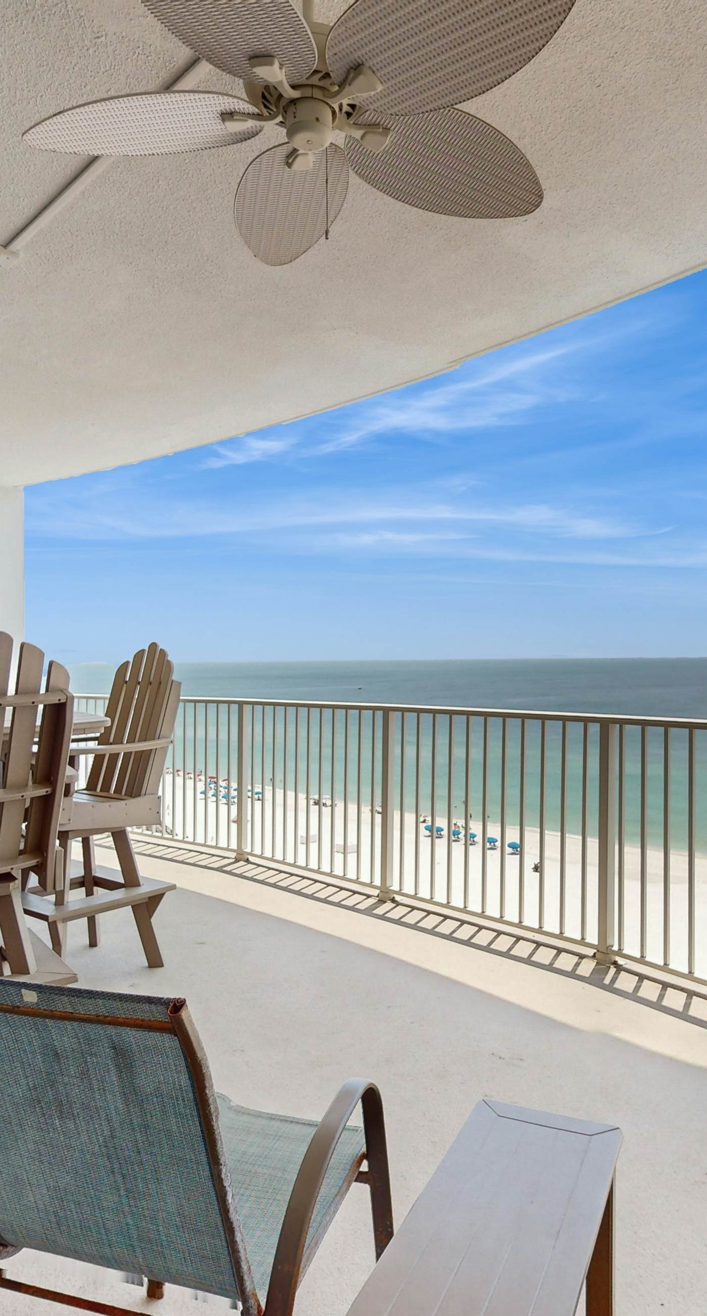 9th-floor, Gulf-front condo with balcony, pools, hot tubs, gym & beach access