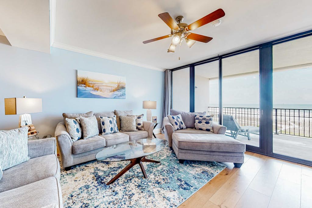 Gulf-front condo with a beach view, pools, hot tub, tennis, & fitness room