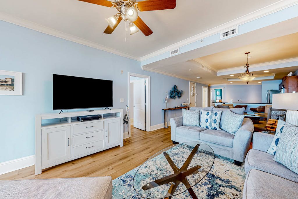 Gulf-front condo with a beach view, pools, hot tub, tennis, & fitness room
