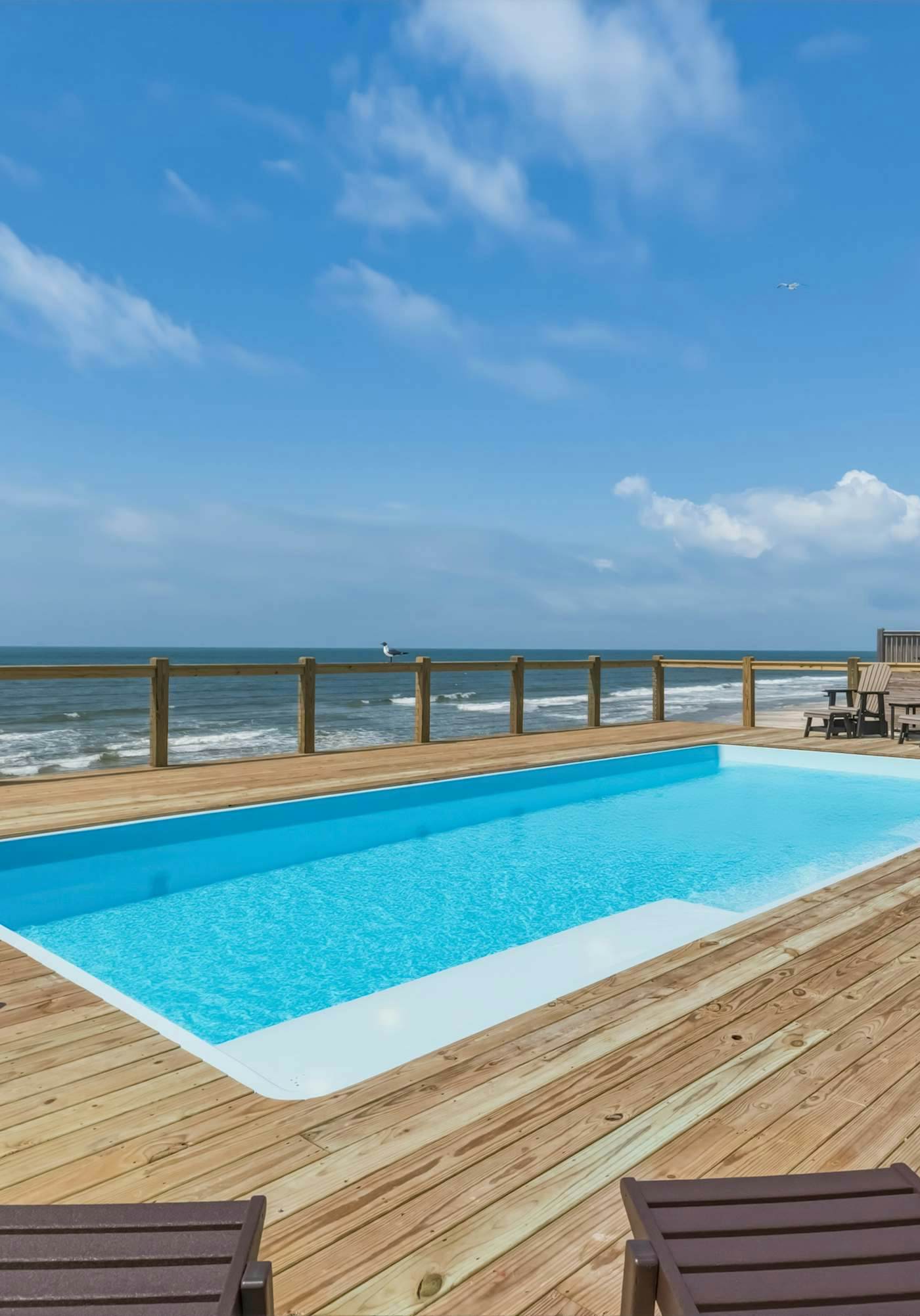 Coastal Gem on the Sand With Large Deck, Ocean Views & Private Pool & Hot Tub