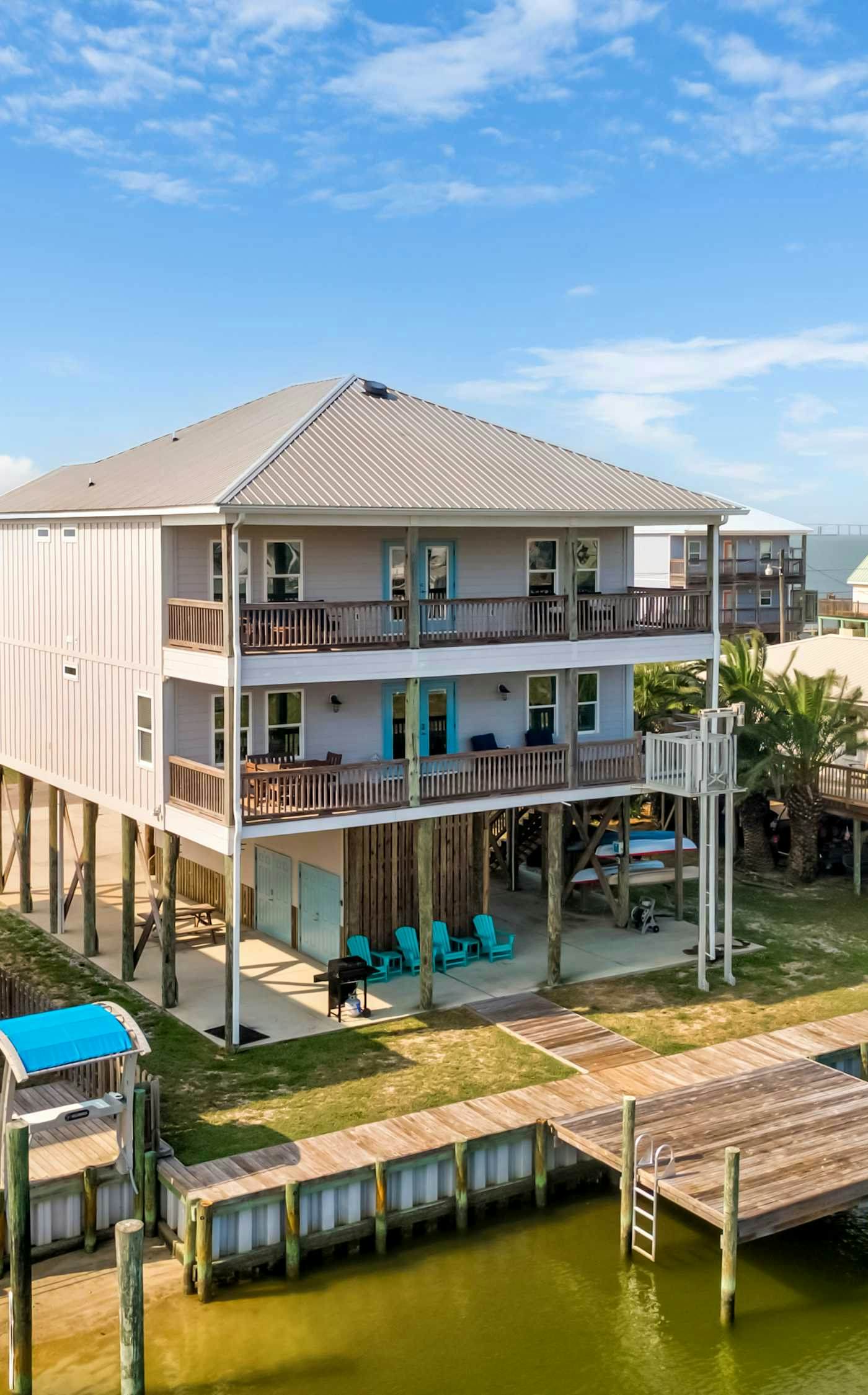 Waterfront home with private grill, dock, and washer & dryer