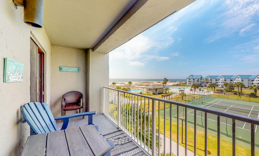 5th-floor beach Gulf-front condo with balcony, great views, & pool access