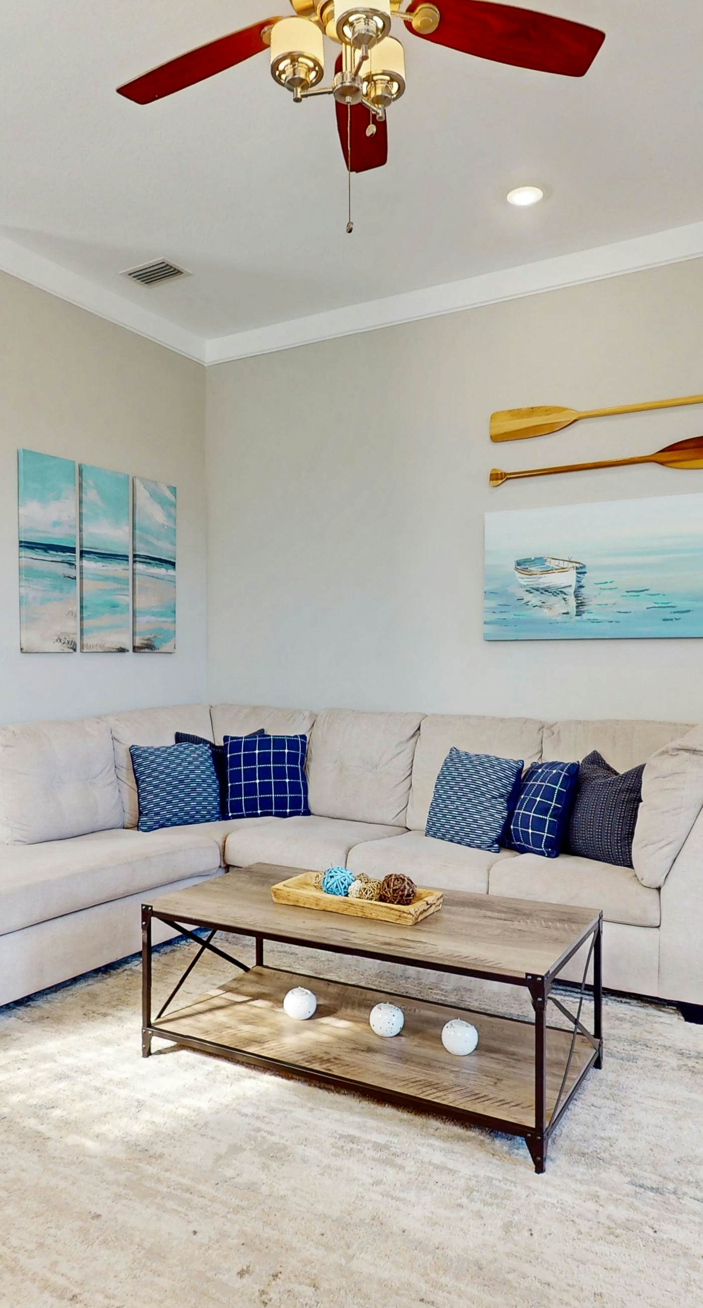 Lagoon-front dog-friendly duplex with heated outdoor pool, hot tub, & central AC