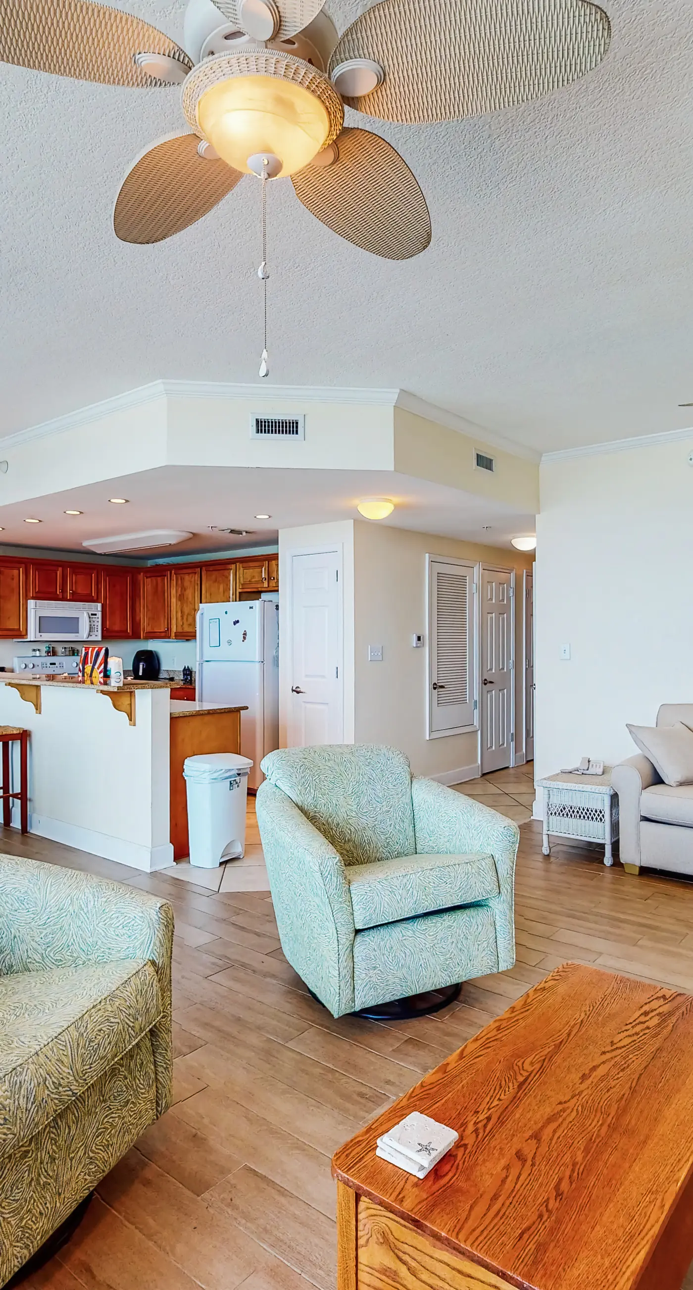 Gulf-view getaway with on-site pool, hot tub, sauna, and fitness center