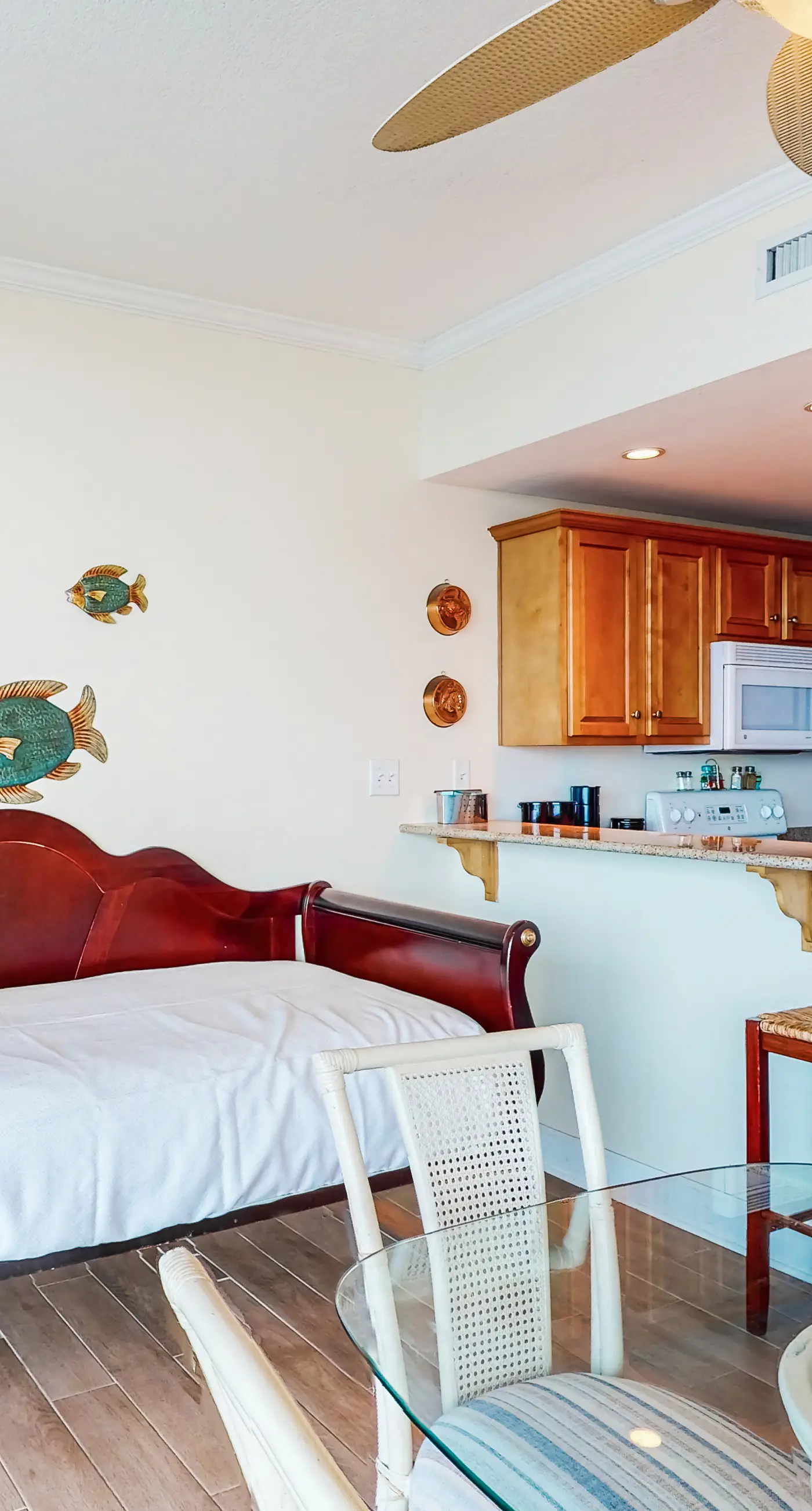 Gulf-view getaway with on-site pool, hot tub, sauna, and fitness center