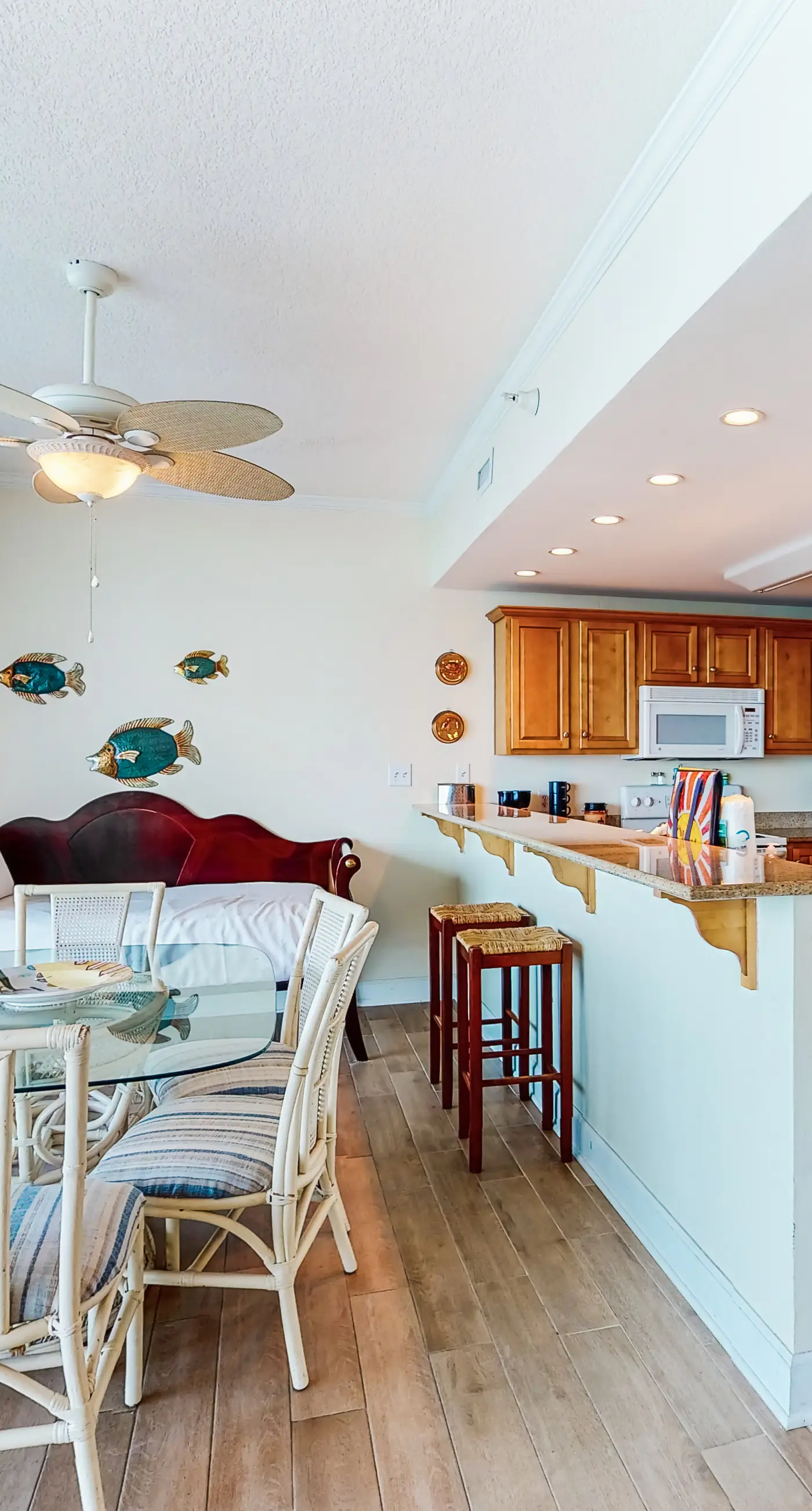 Gulf-view getaway with on-site pool, hot tub, sauna, and fitness center