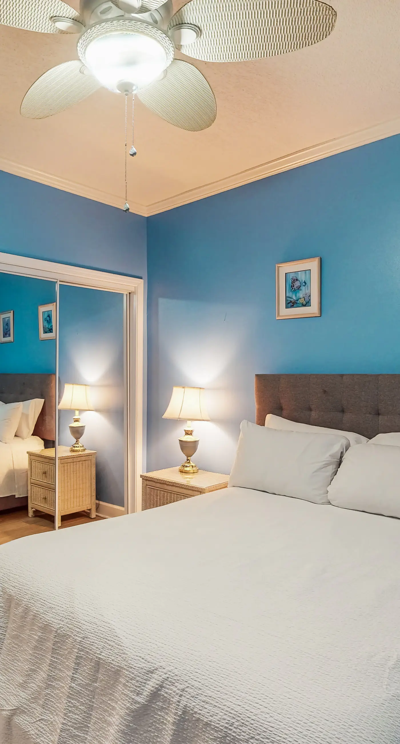 Gulf-view getaway with on-site pool, hot tub, sauna, and fitness center