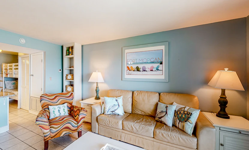 Gulf-view condo with 4 pools, hot tubs, beach access, central AC, & washer/dryer