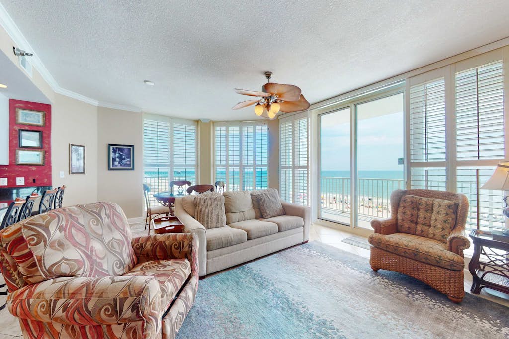 Gulf-view condo with direct beach access, indoor/outdoor pools, hot tub, sauna