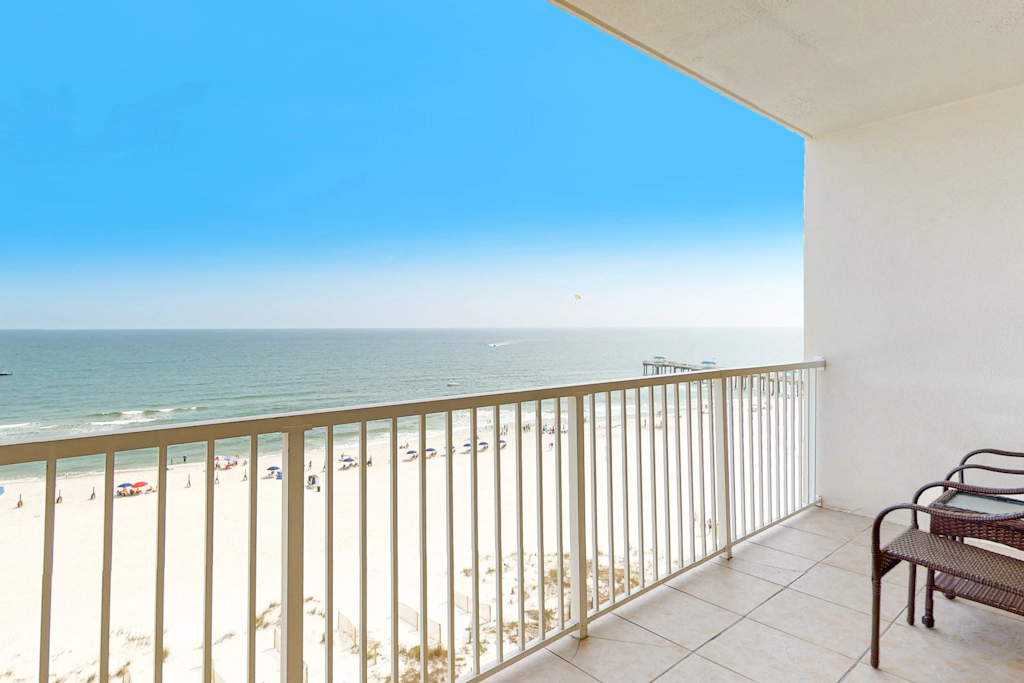 Amazing View Beachfront Condo with Resort Style Pools, Sauna, Beach Access, with a Private Balcony