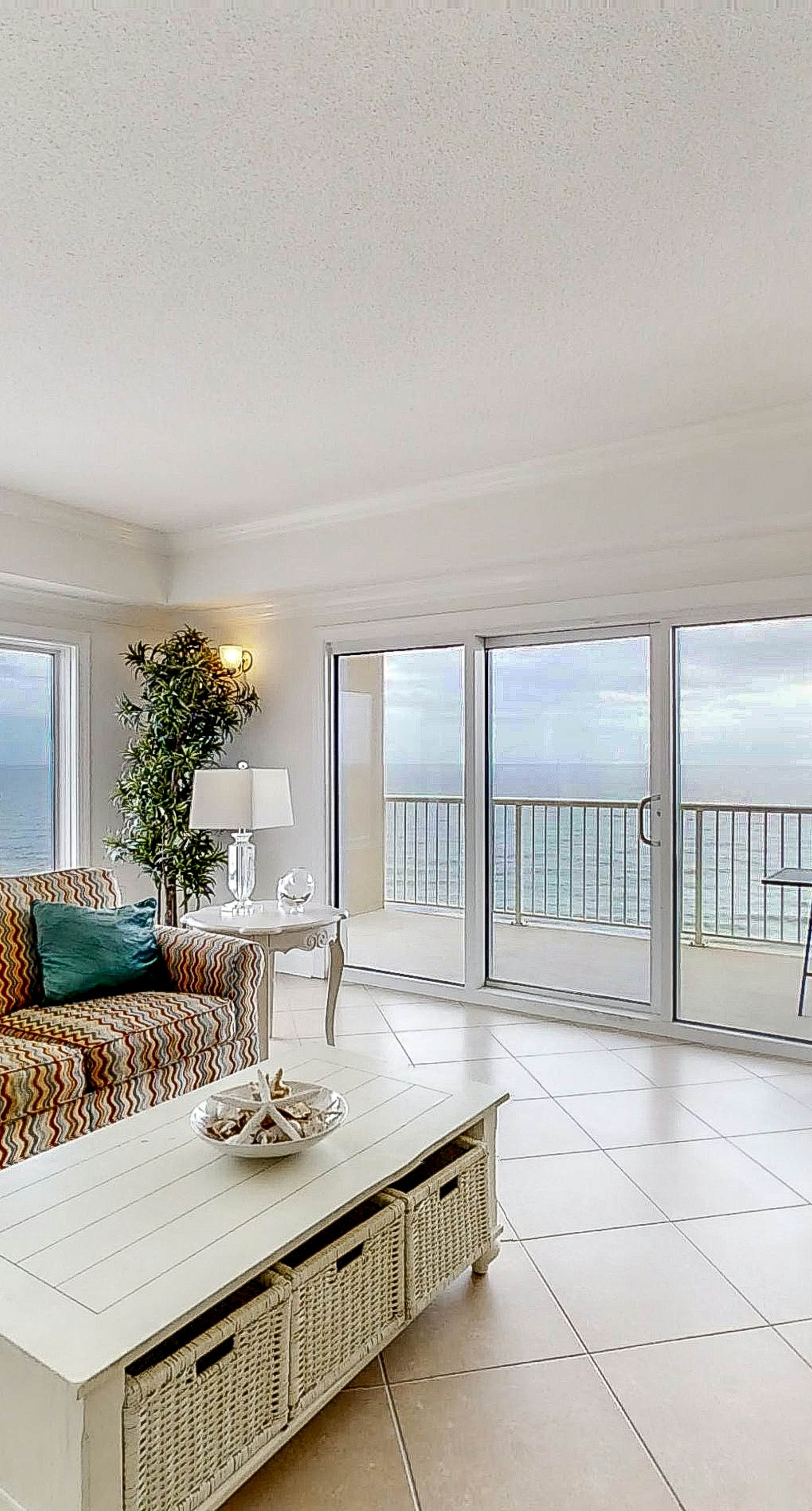 Gulf-front condo with balcony, pool, hot tub, sauna, A/C, & views