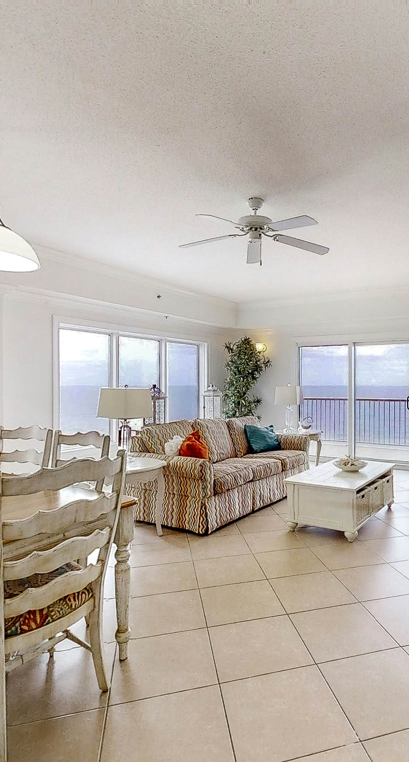 Gulf-front condo with balcony, pool, hot tub, sauna, A/C, & views