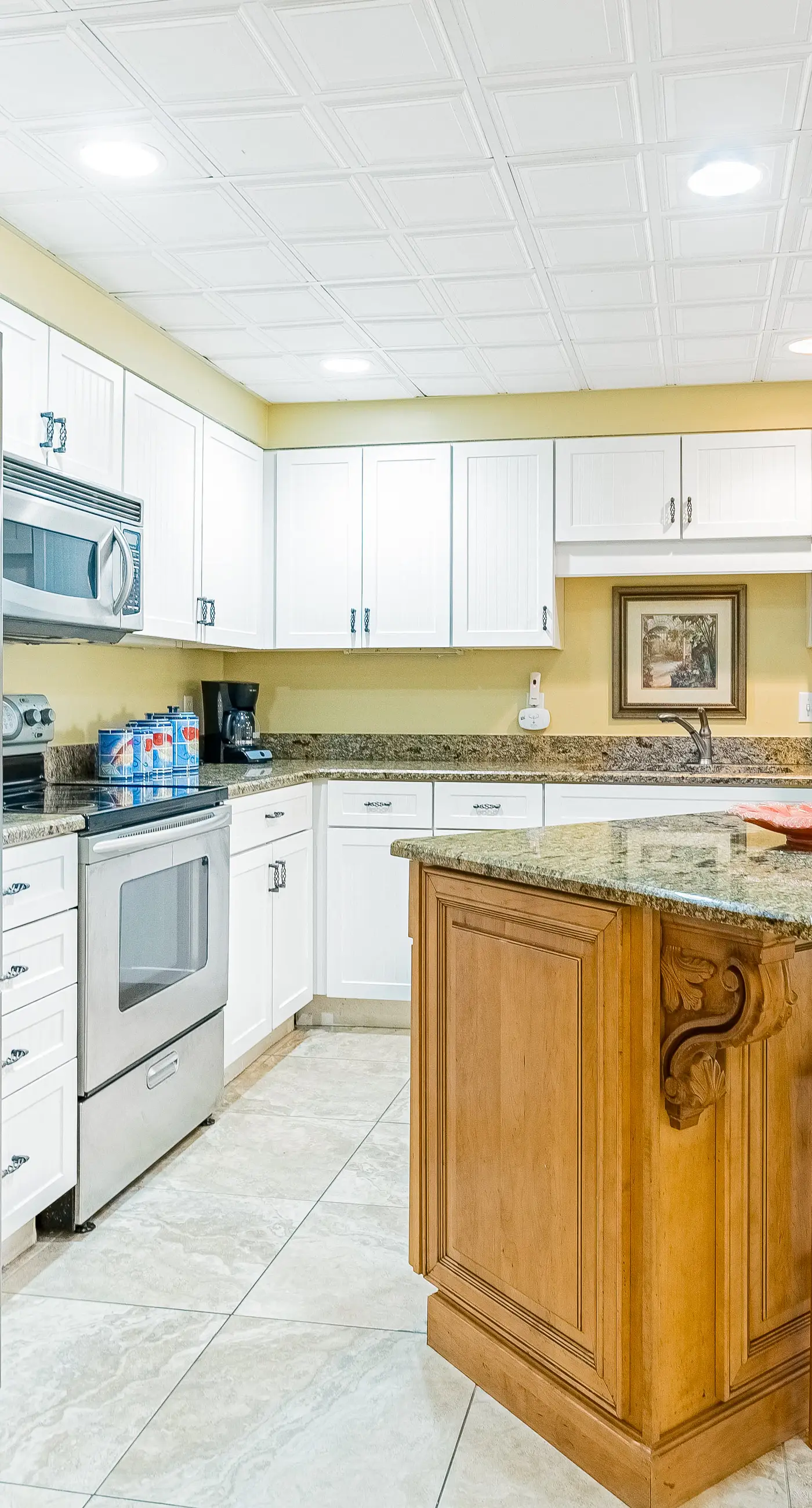 Gulf-front condo with spacious balcony, resort amenities, and cheerful interior