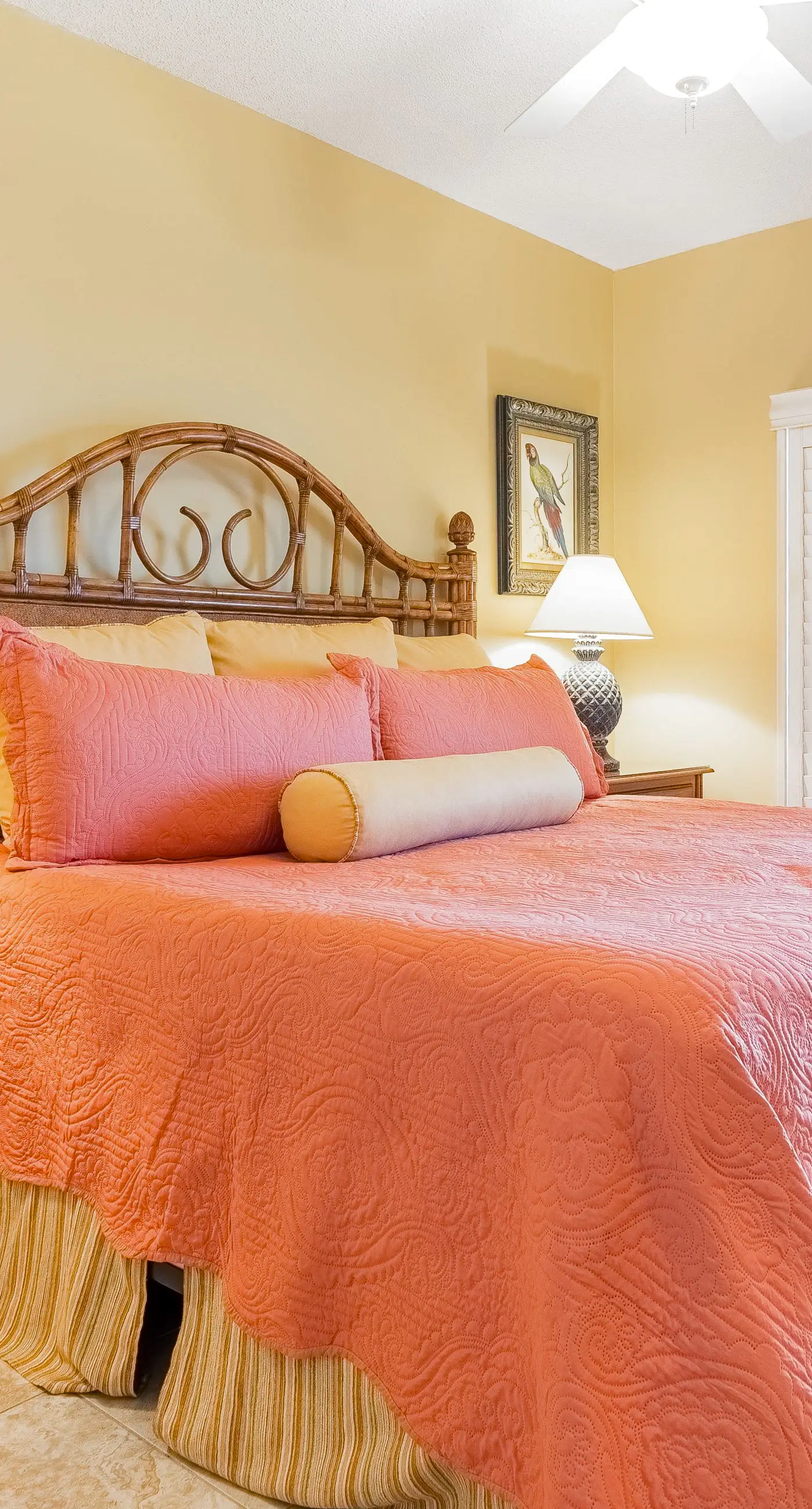 Gulf-front condo with spacious balcony, resort amenities, and cheerful interior