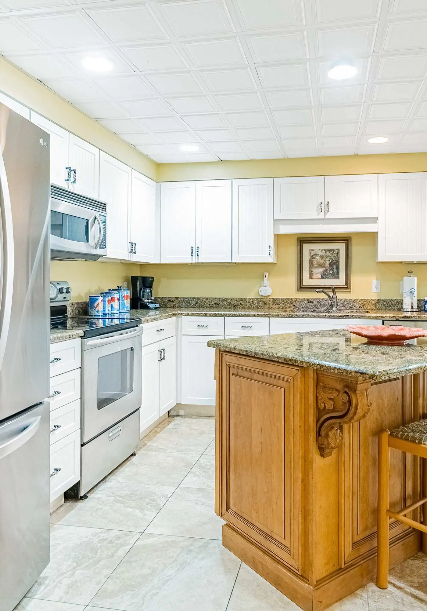 Gulf-front condo with spacious balcony, resort amenities, and cheerful interior