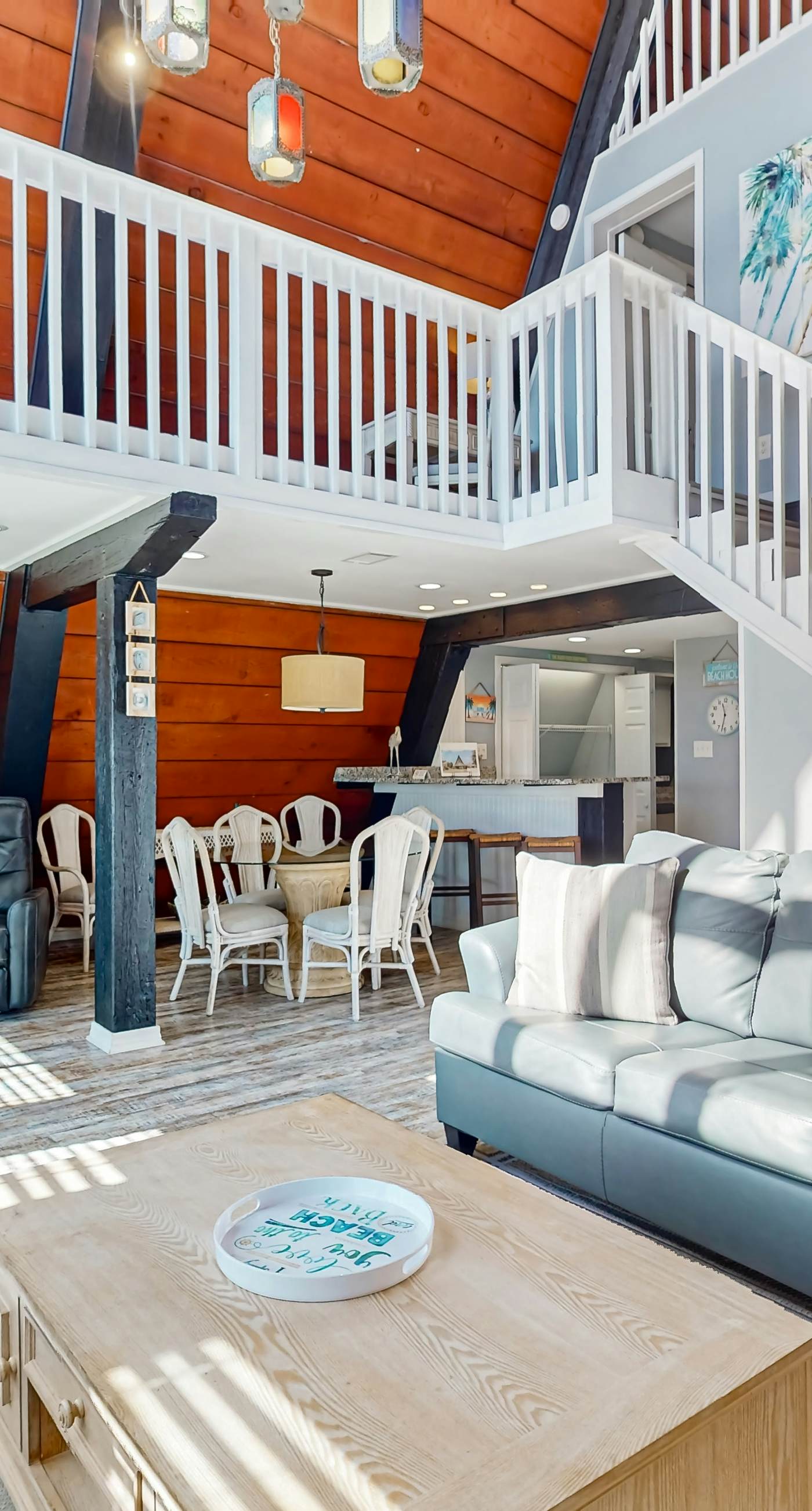 Unique beachside A-frame with porches, fantastic views & ocean access