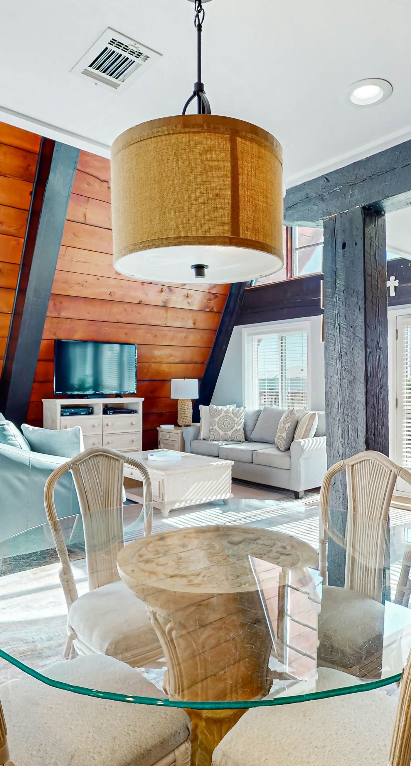 Unique beachside A-frame with porches, fantastic views & ocean access