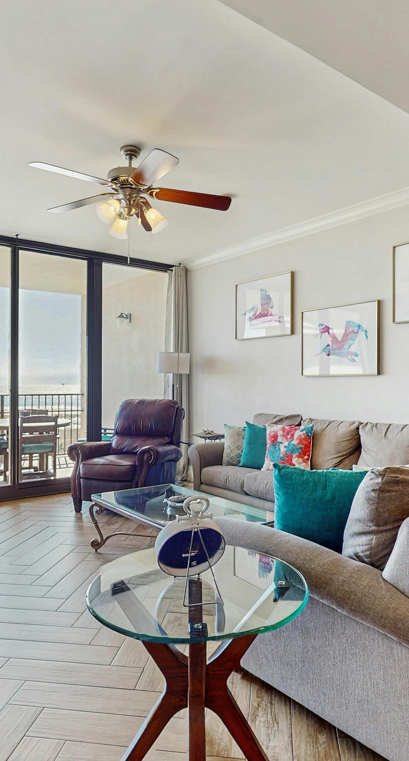 Bright & beachy waterfront condo with pools, tennis, gym, spacious balcony & W/D